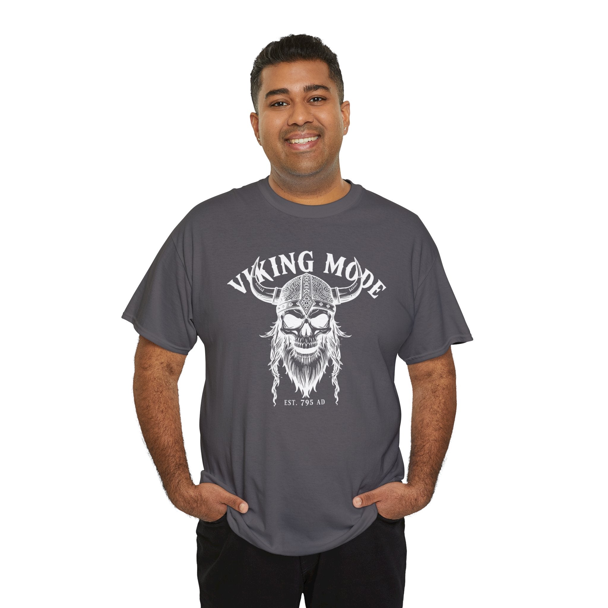 Viking Mode Skull Viking T-shirt | Norse Helmet Skull Graphic Tee