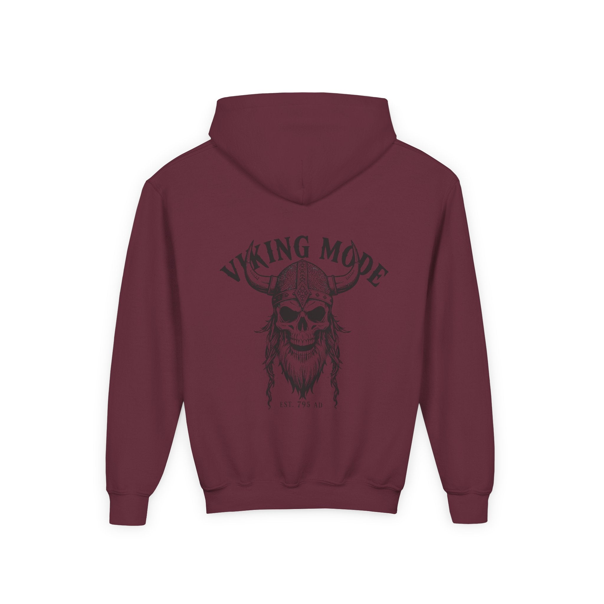 Viking Mode Skull with Horned Helmet Hoodie | Youth Hoodie