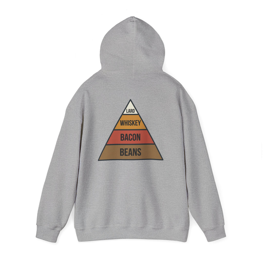 Food Pyramid Design Hoodie | Beans Bacon Whiskey Lard Illustration