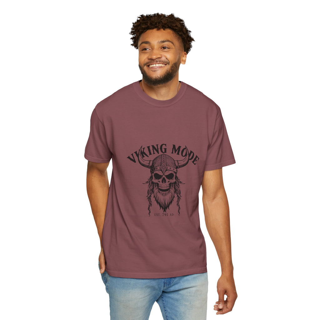 Viking Mode Skull Viking T-shirt | Norse Helmet Skull Graphic Tee