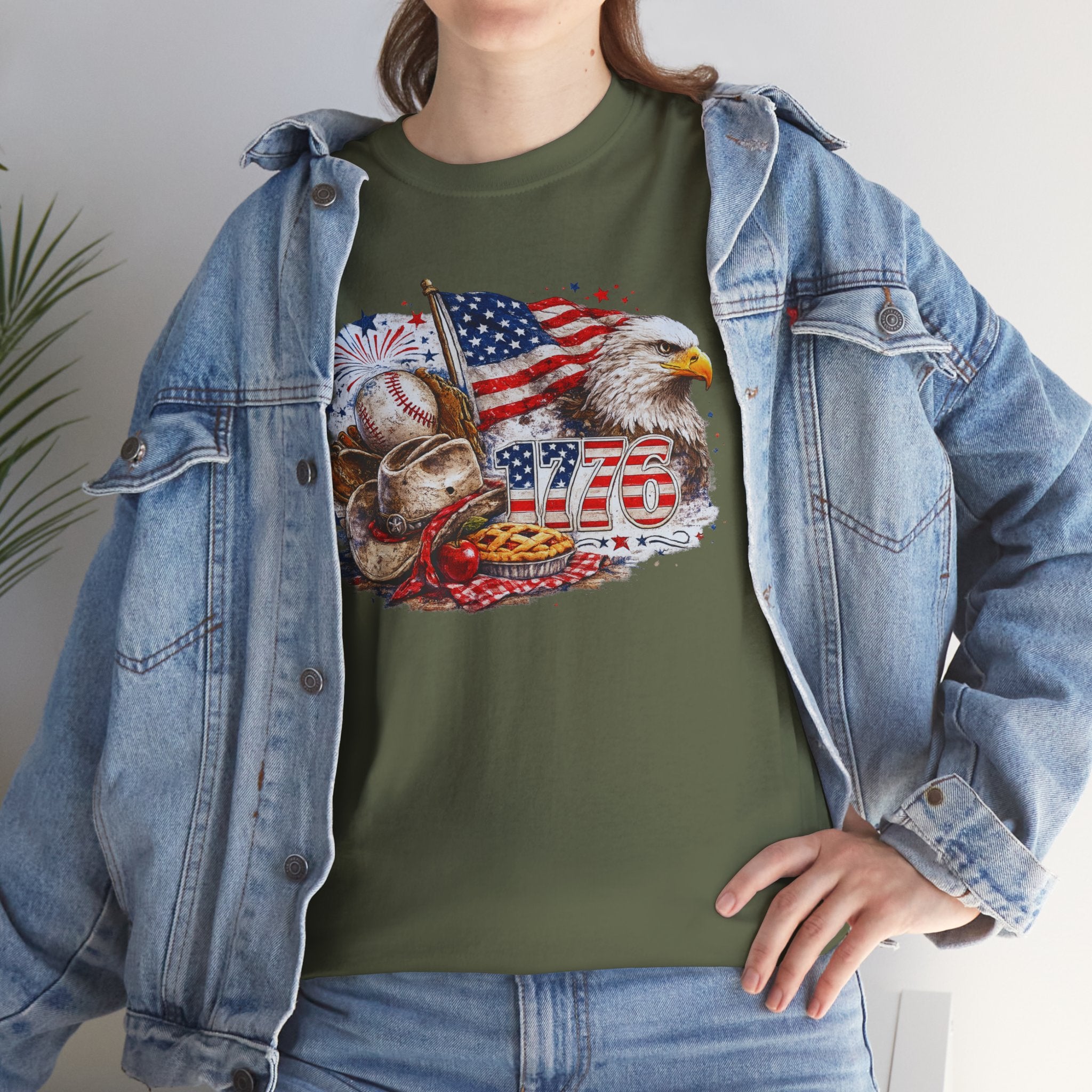 Patriotic Eagle American Flag T-Shirt — USA 1776 Military Tribute Tee