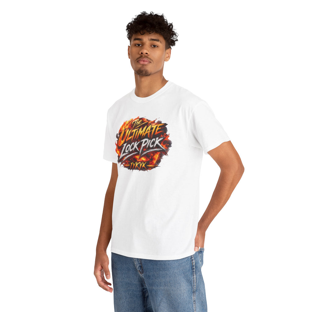 T-Shirt — "Ultimate Lock Pick" Fiery Logo Graphic Tee