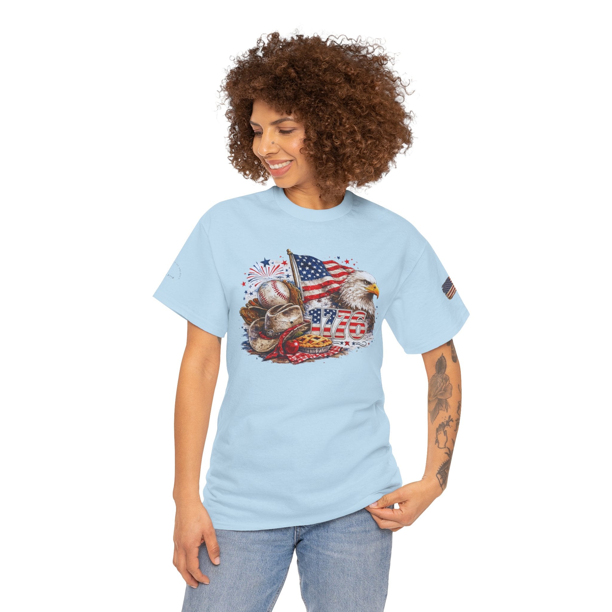 Patriotic Eagle American Flag T-Shirt — USA 1776 Military Tribute Tee