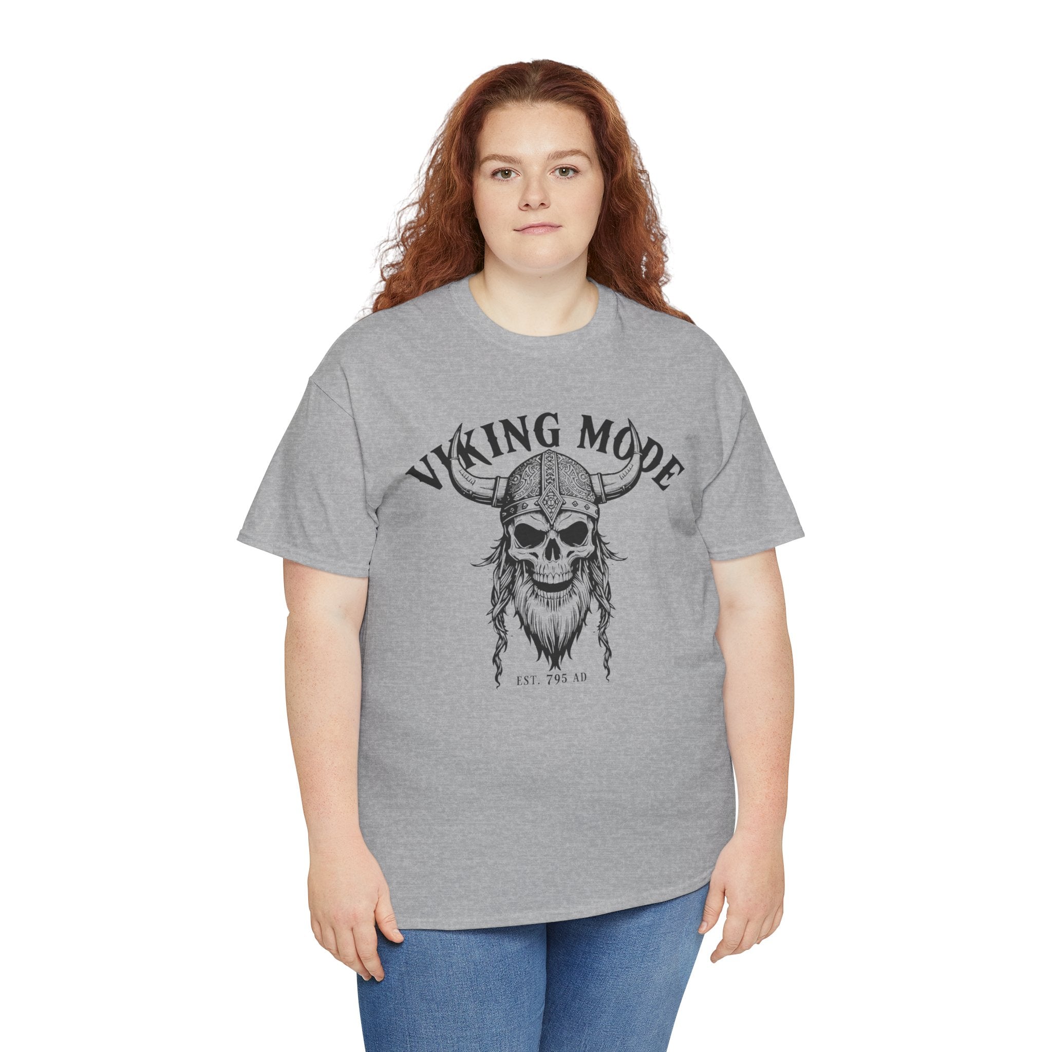 Viking Mode Skull Viking T-shirt | Norse Helmet Skull Graphic Tee