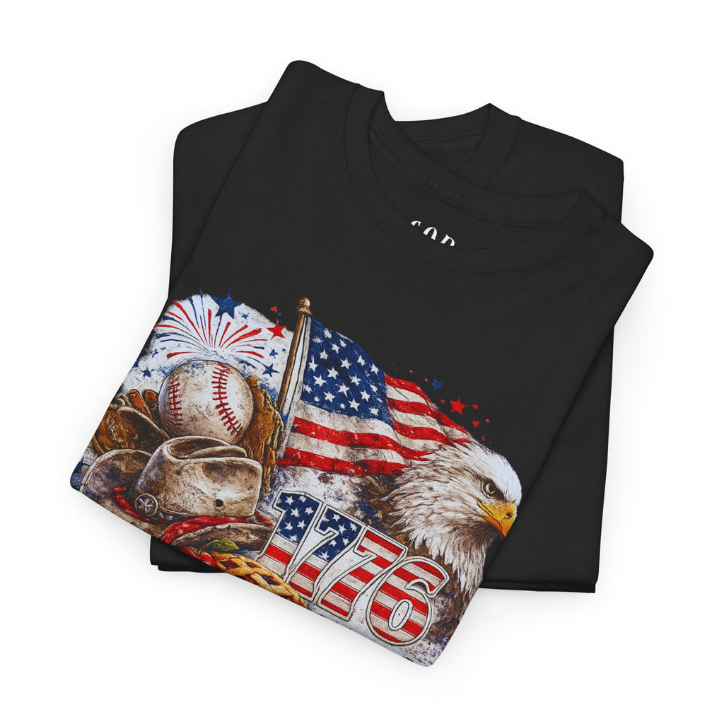 Patriotic Eagle American Flag T-Shirt — USA 1776 Military Tribute Tee