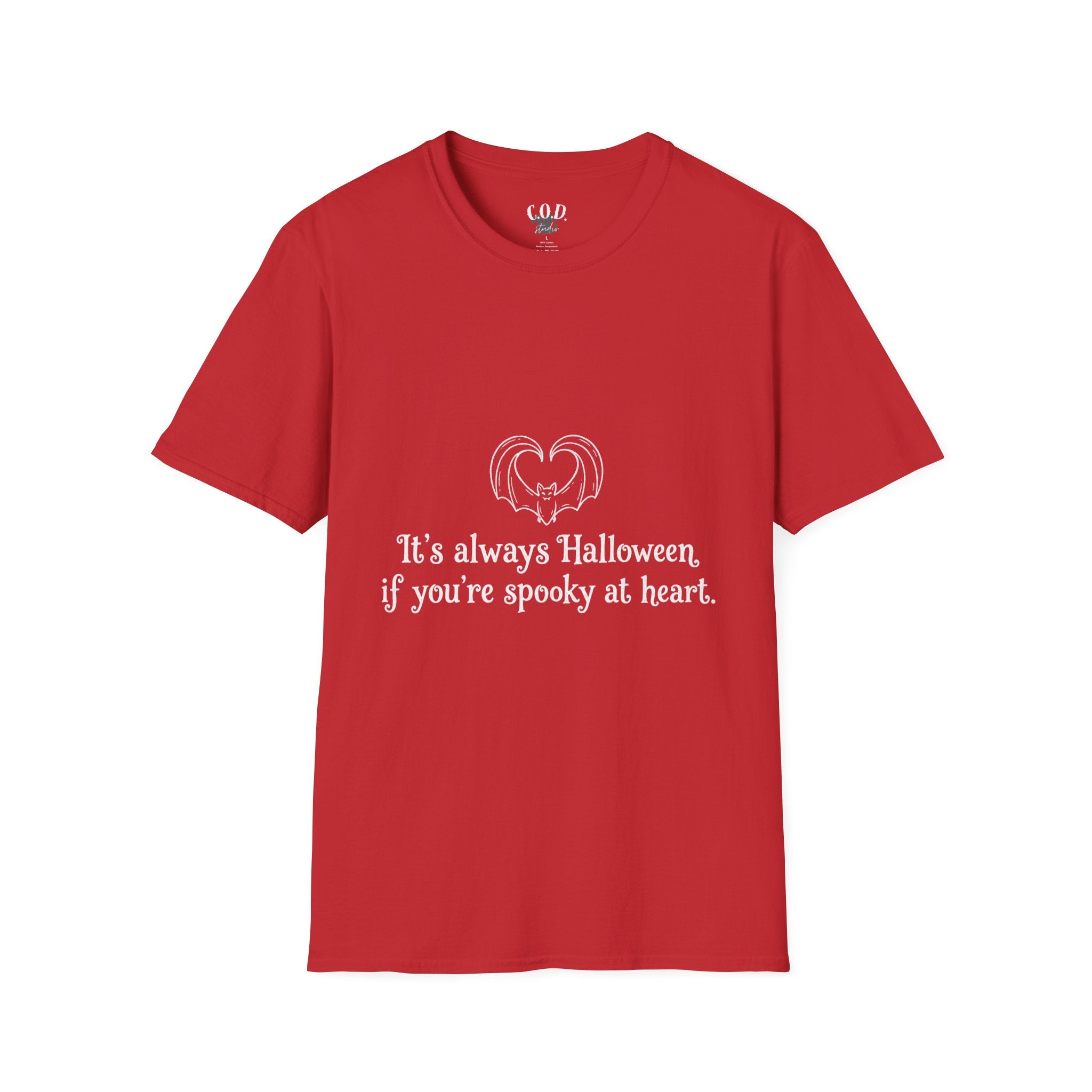 Halloween Bat Heart T-Shirt — "It's Always Halloween If You're Spooky at Heart"