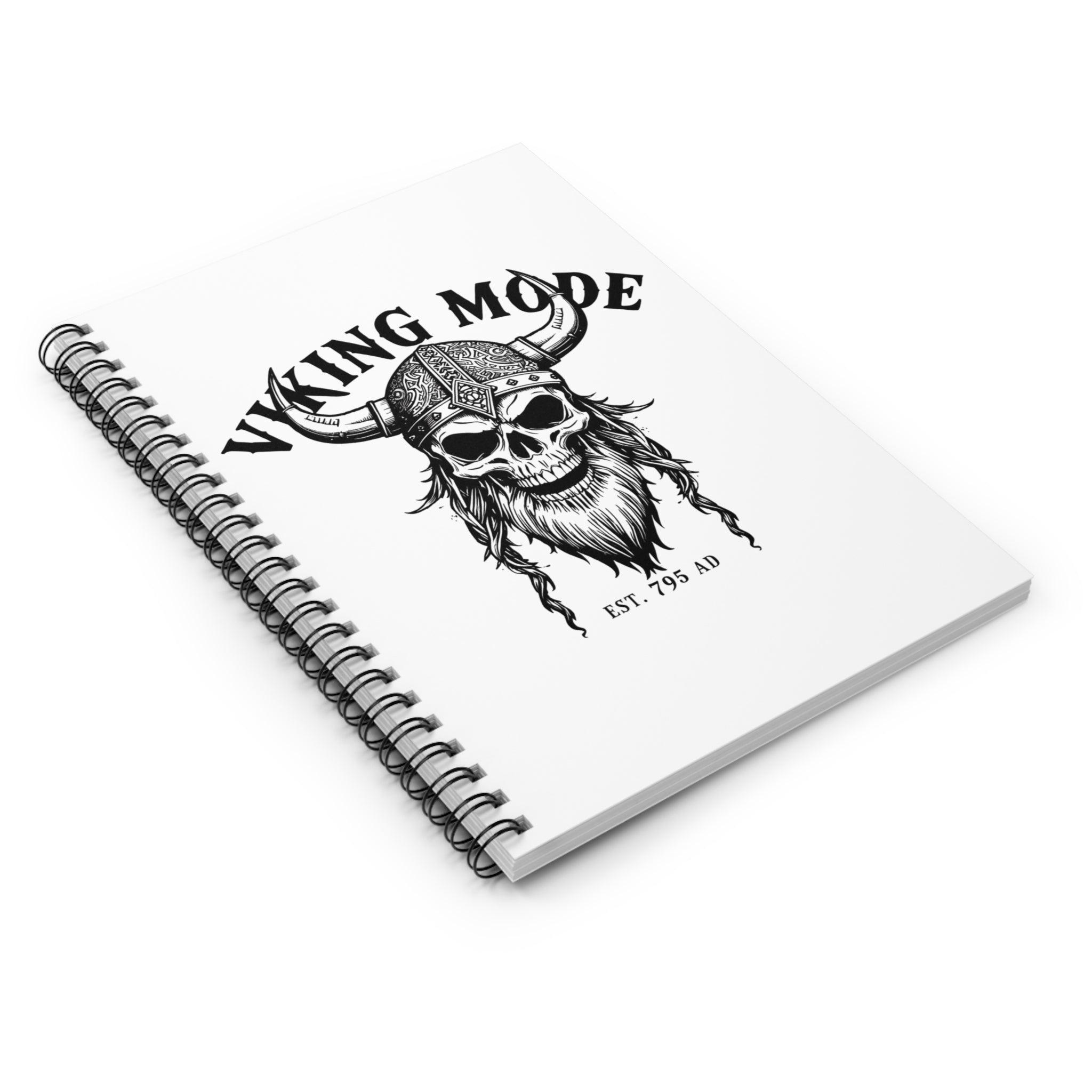 Viking Mode Skull Helmet Spiral Notebook | Ruled Journal