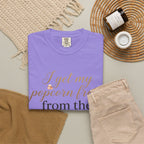 T-Shirt — “I Get My Popcorn From The Apricot Tree” Script Graphic Tee | Hymns | LDS |