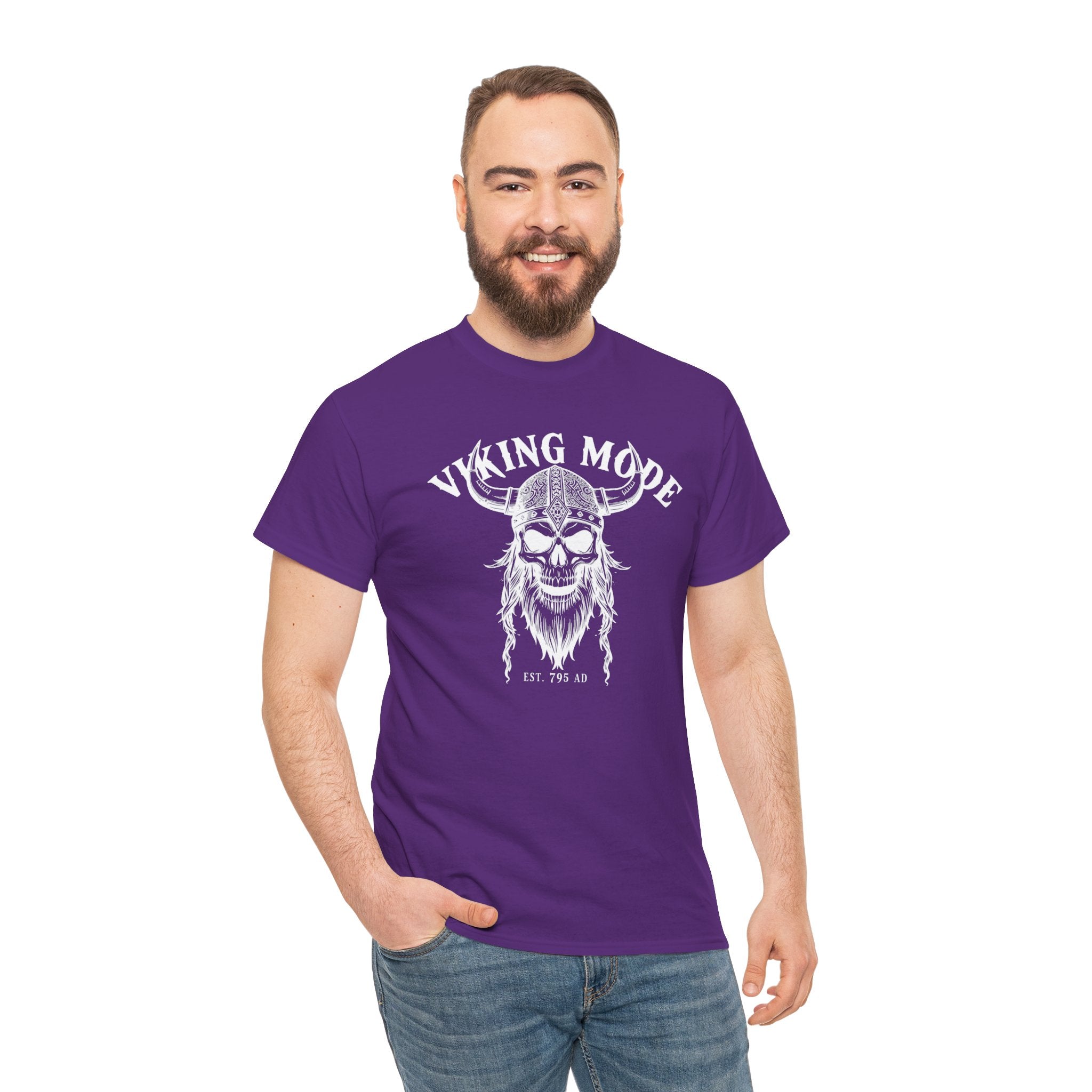Viking Mode Skull Viking T-shirt | Norse Helmet Skull Graphic Tee