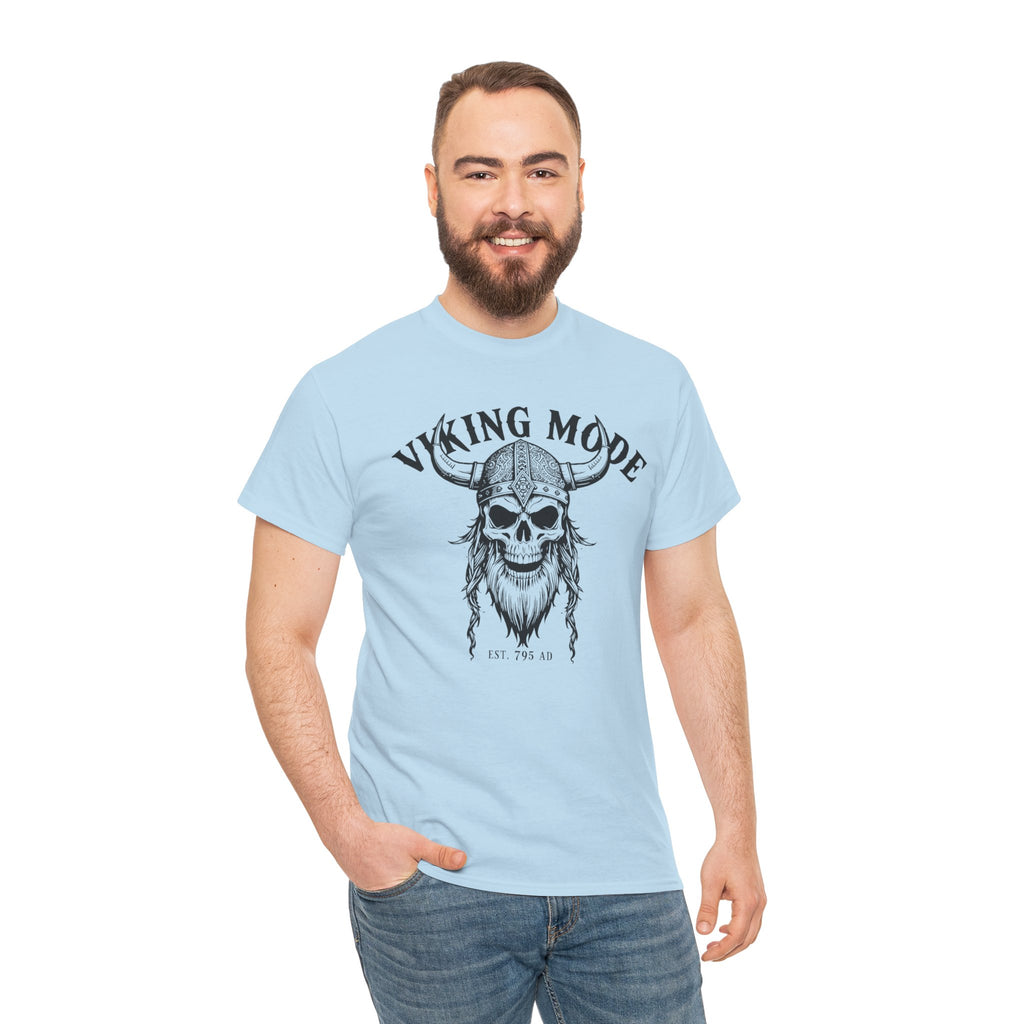 Viking Mode Skull Viking T-shirt | Norse Helmet Skull Graphic Tee