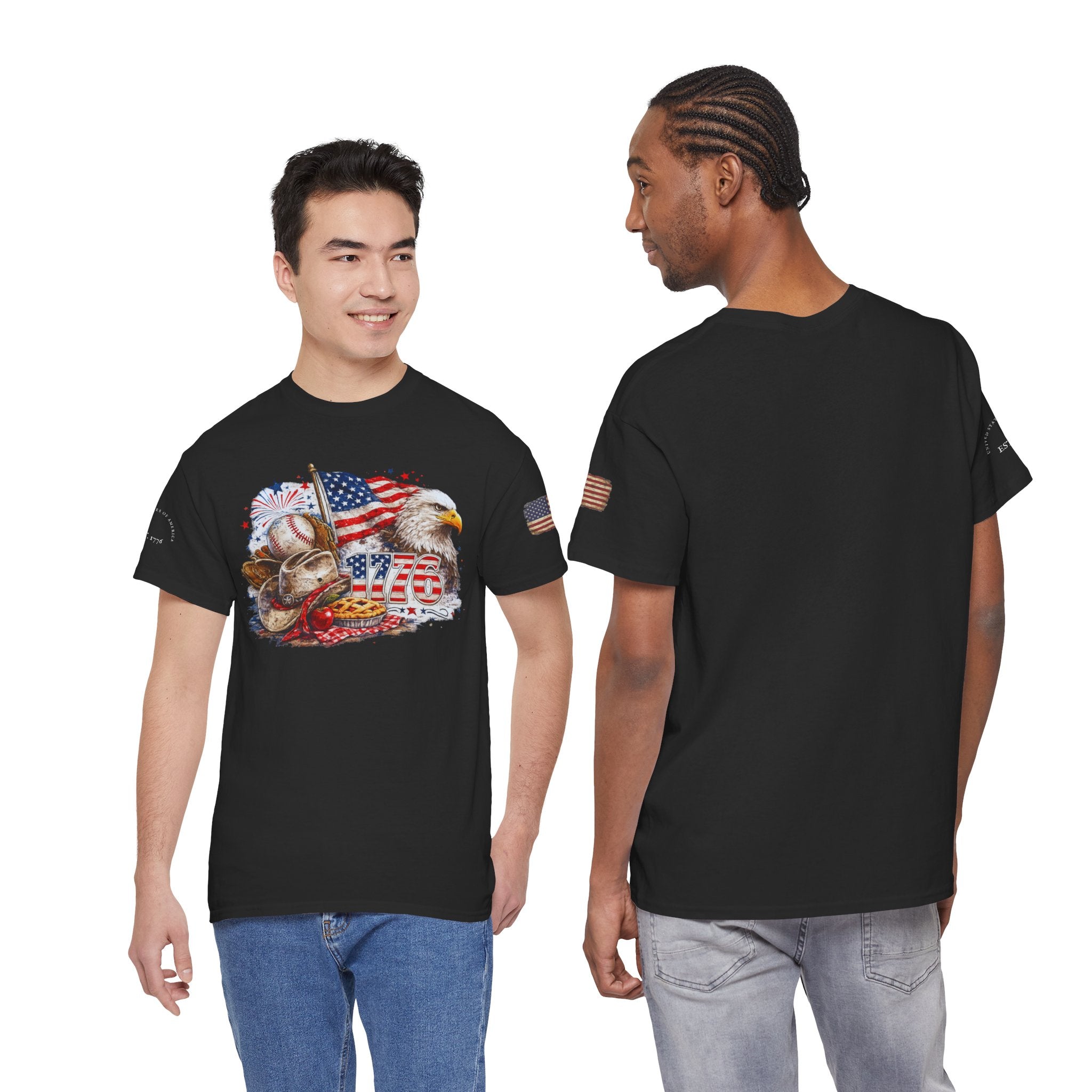 Patriotic Eagle American Flag T-Shirt — USA 1776 Military Tribute Tee