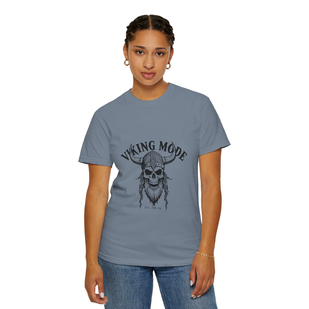 Viking Mode Skull Viking T-shirt | Norse Helmet Skull Graphic Tee