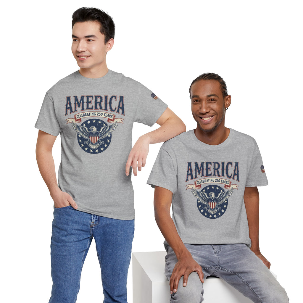 America Patriotic T‑Shirt – "America Celebrating 250 Years" Eagle Emblem