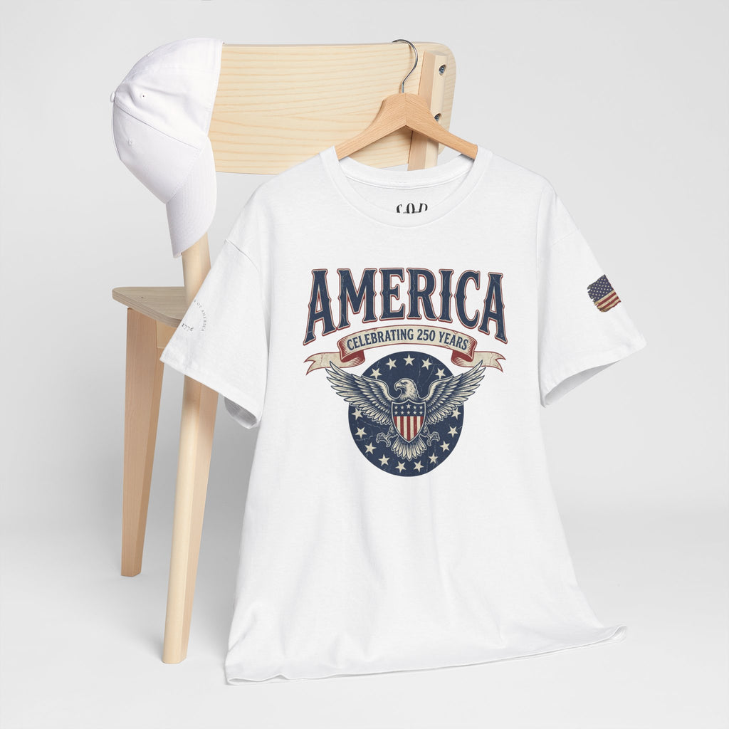 America Patriotic T‑Shirt – "America Celebrating 250 Years" Eagle Emblem