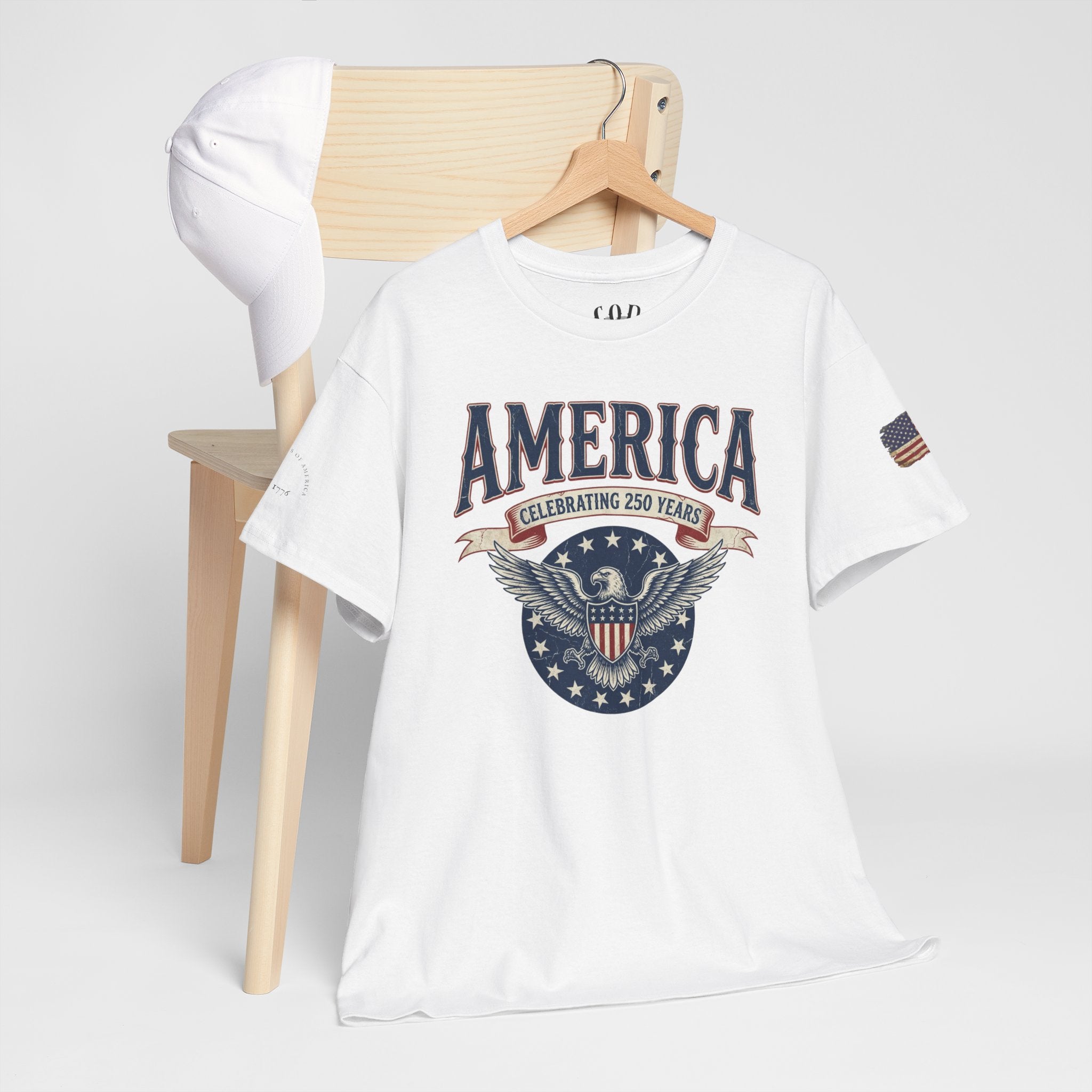 America Patriotic T‑Shirt – "America Celebrating 250 Years" Eagle Emblem