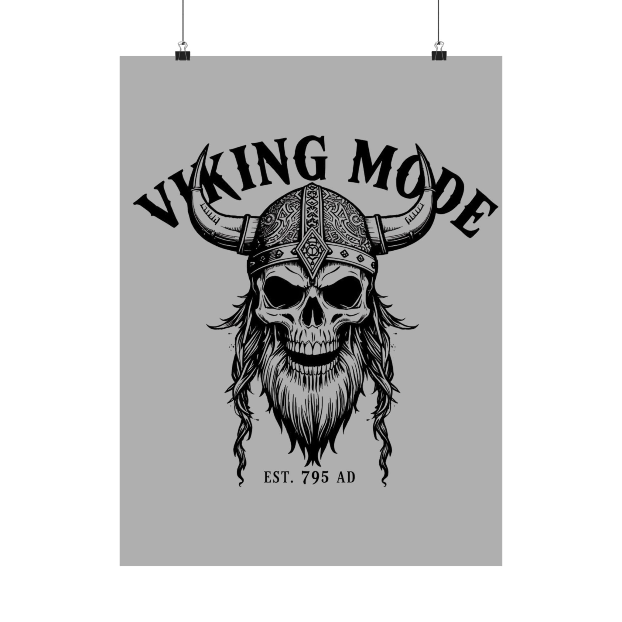 Viking Mode Skull Poster | Matte Vertical Poster