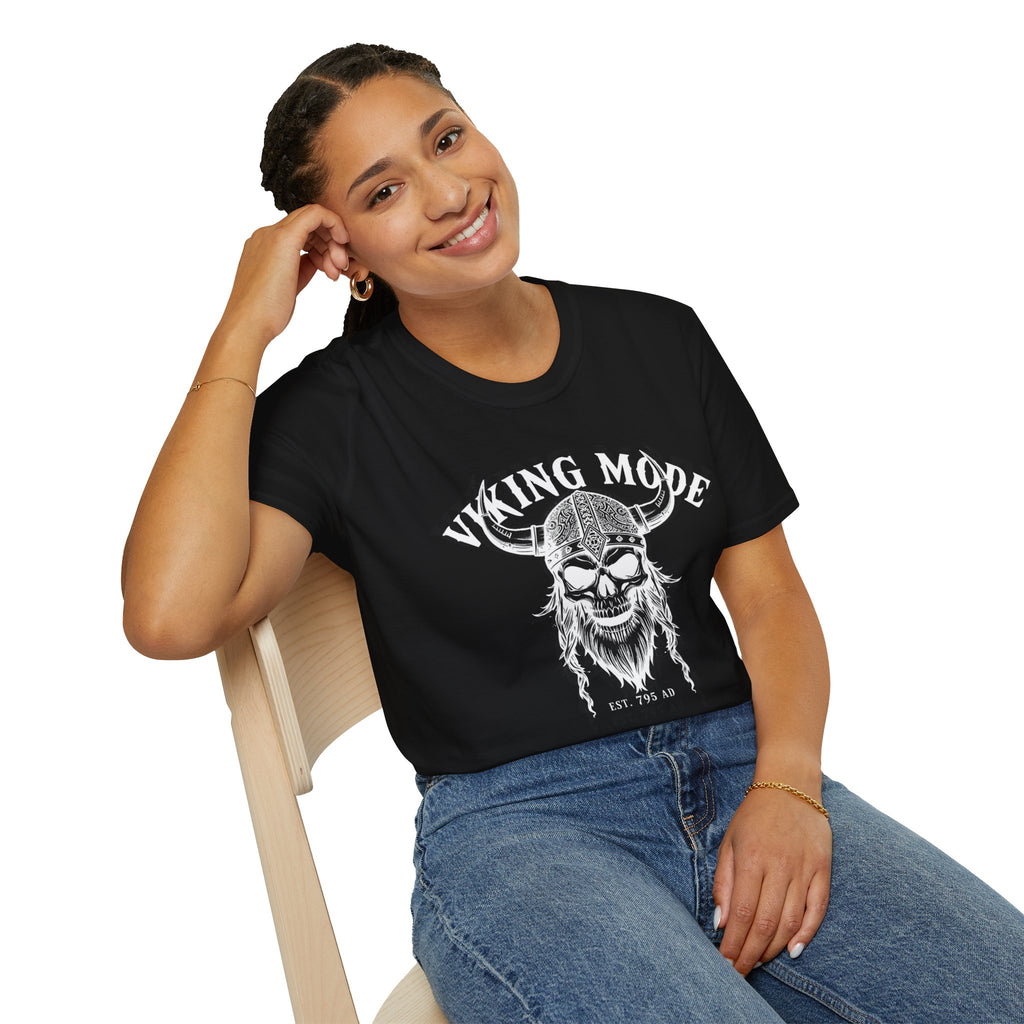 Viking Mode T-Shirt — Skull Horned Helmet Graphic