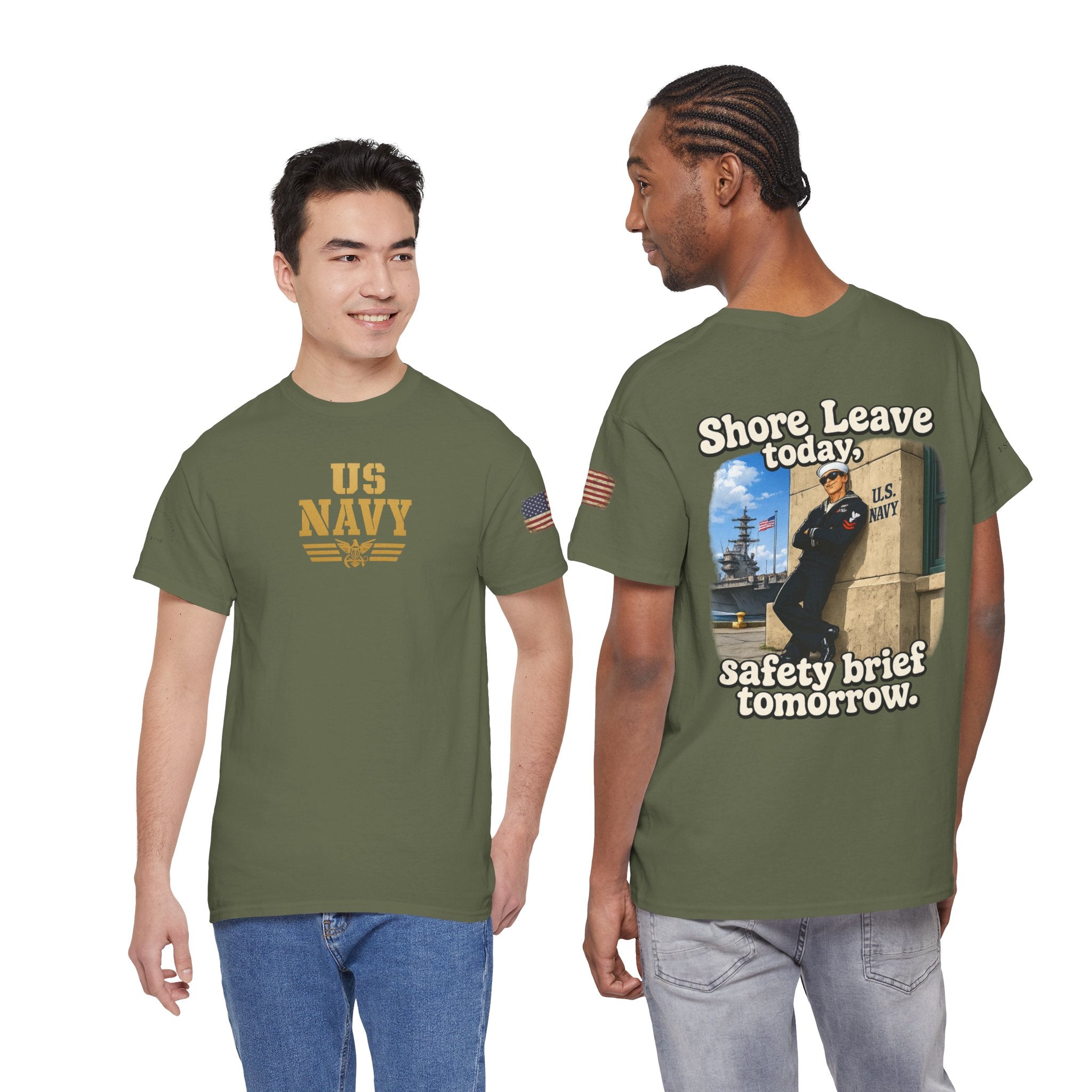 US Navy 'Shore Leave Today, Safety Brief Tomorrow' Graphic Tee