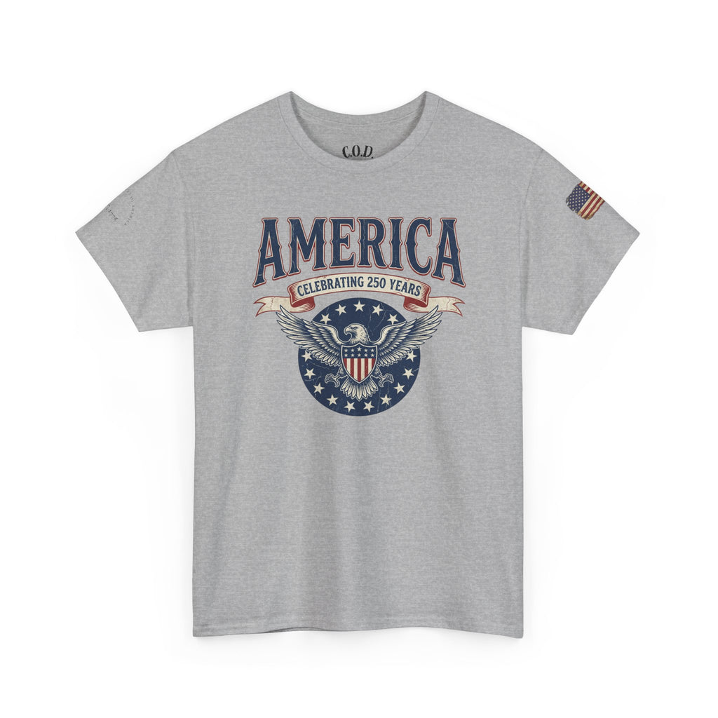 America Patriotic T‑Shirt – "America Celebrating 250 Years" Eagle Emblem