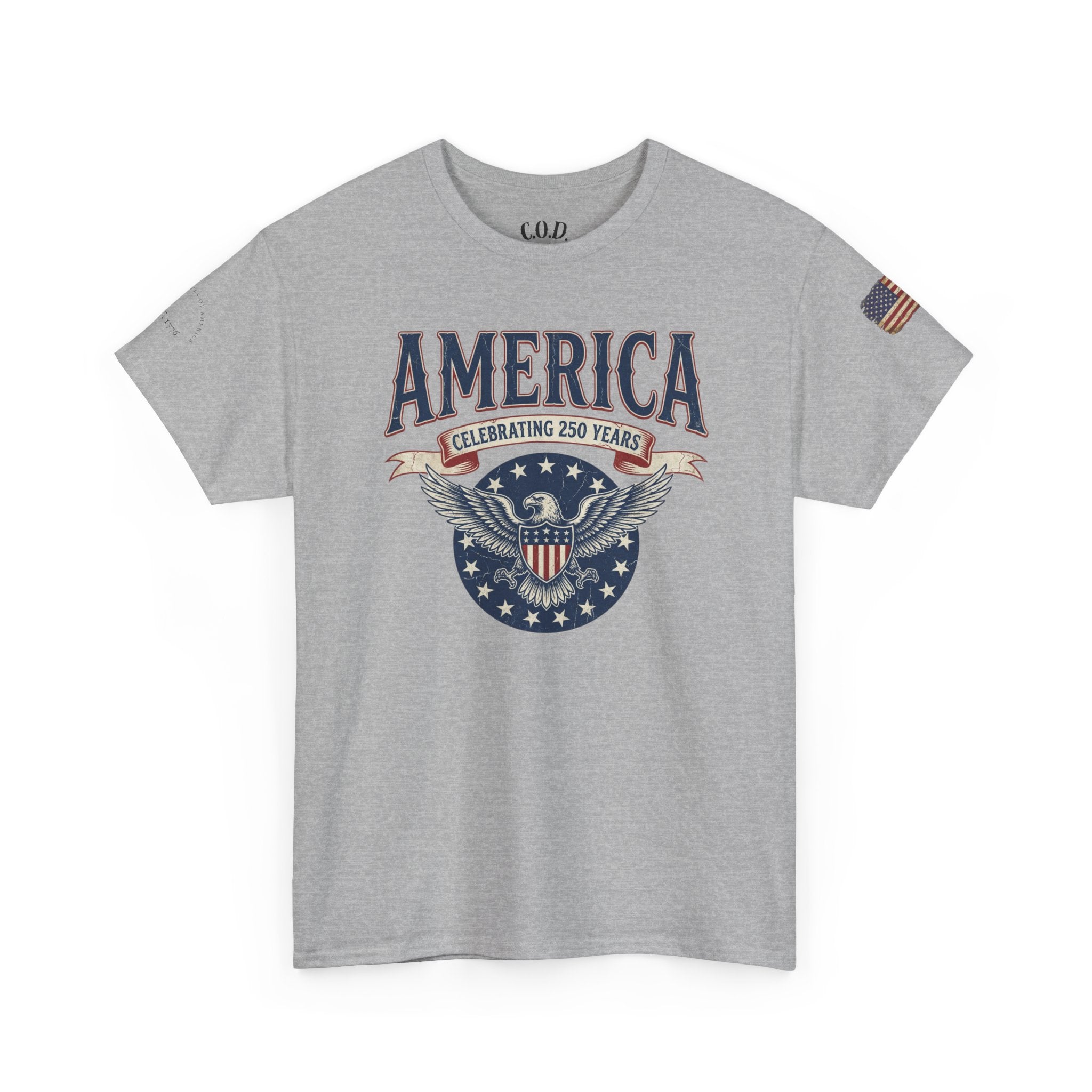 America Patriotic T‑Shirt – "America Celebrating 250 Years" Eagle Emblem