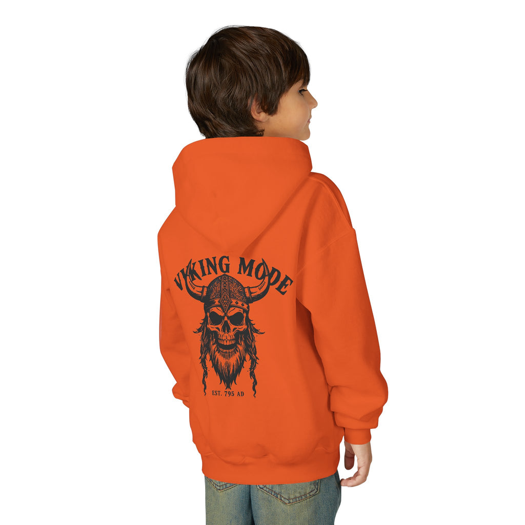 Viking Mode Skull with Horned Helmet Hoodie | Youth Hoodie