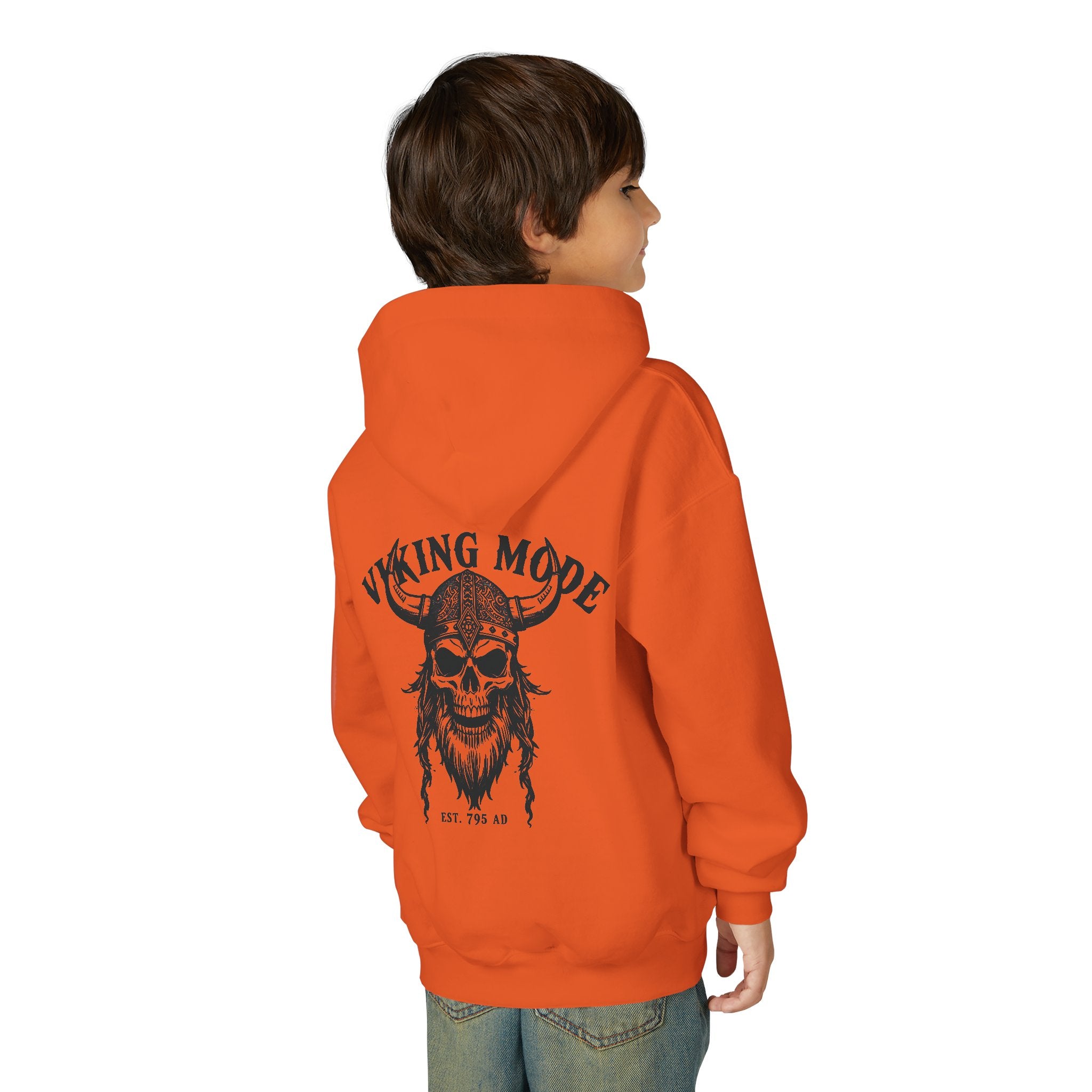 Viking Mode Skull with Horned Helmet Hoodie | Youth Hoodie