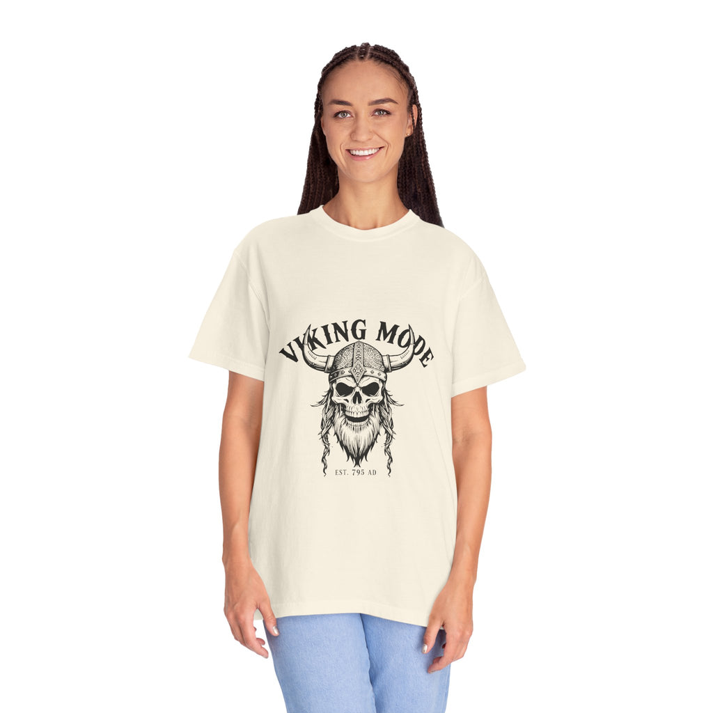 Viking Mode Skull Viking T-shirt | Norse Helmet Skull Graphic Tee