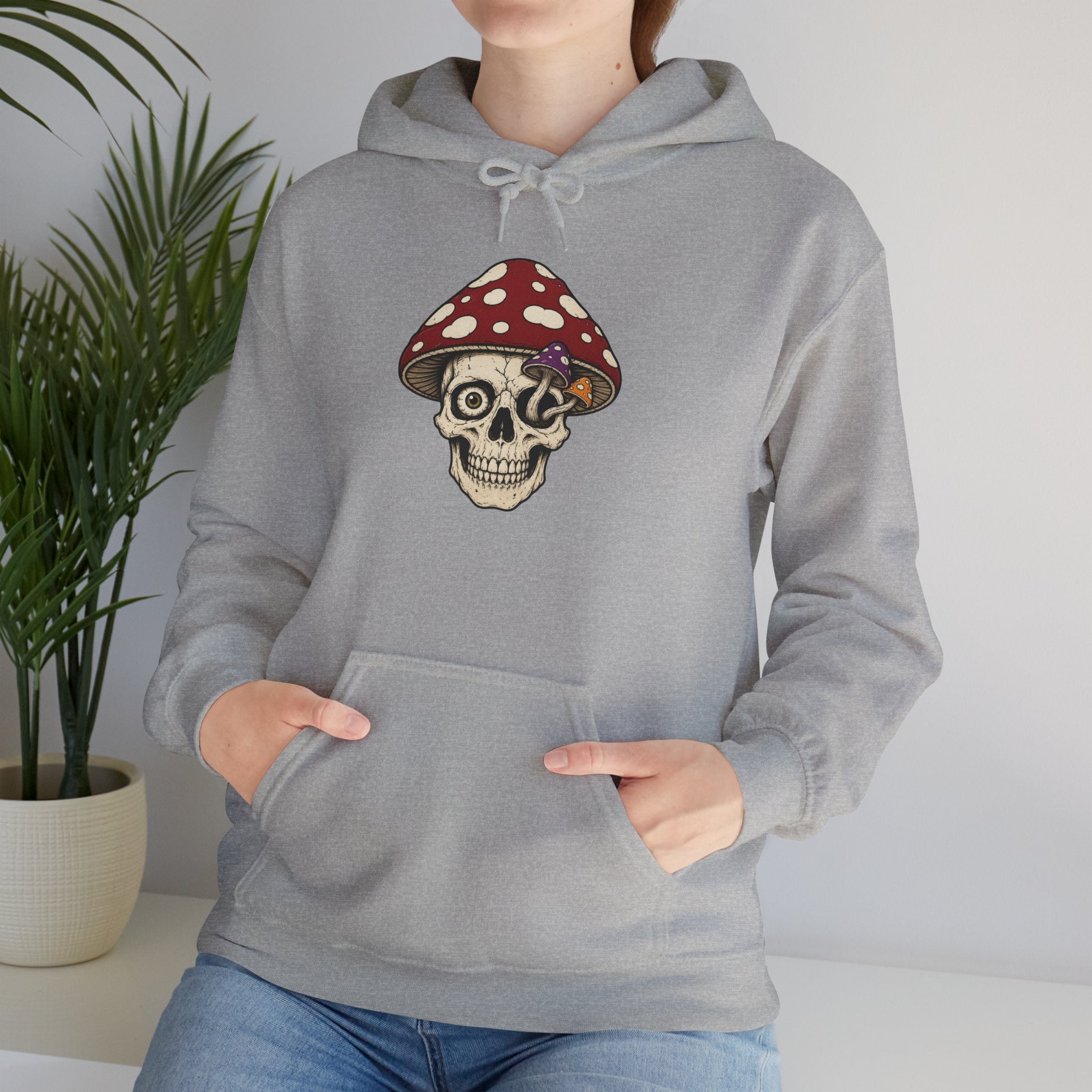 Mushroom Skull Hoodie — Gothic Mushroom Graveyard RIP Pullover