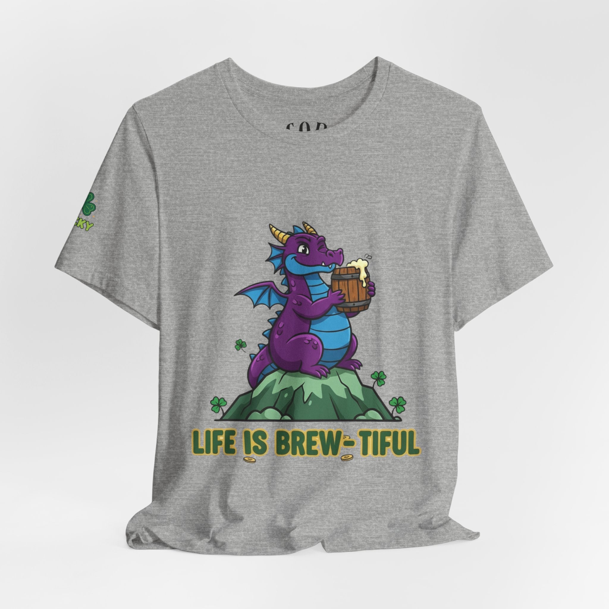 Purple Dragon Holding Beer Tee | Life Is Brew-tiful St. Patrick's Shirt