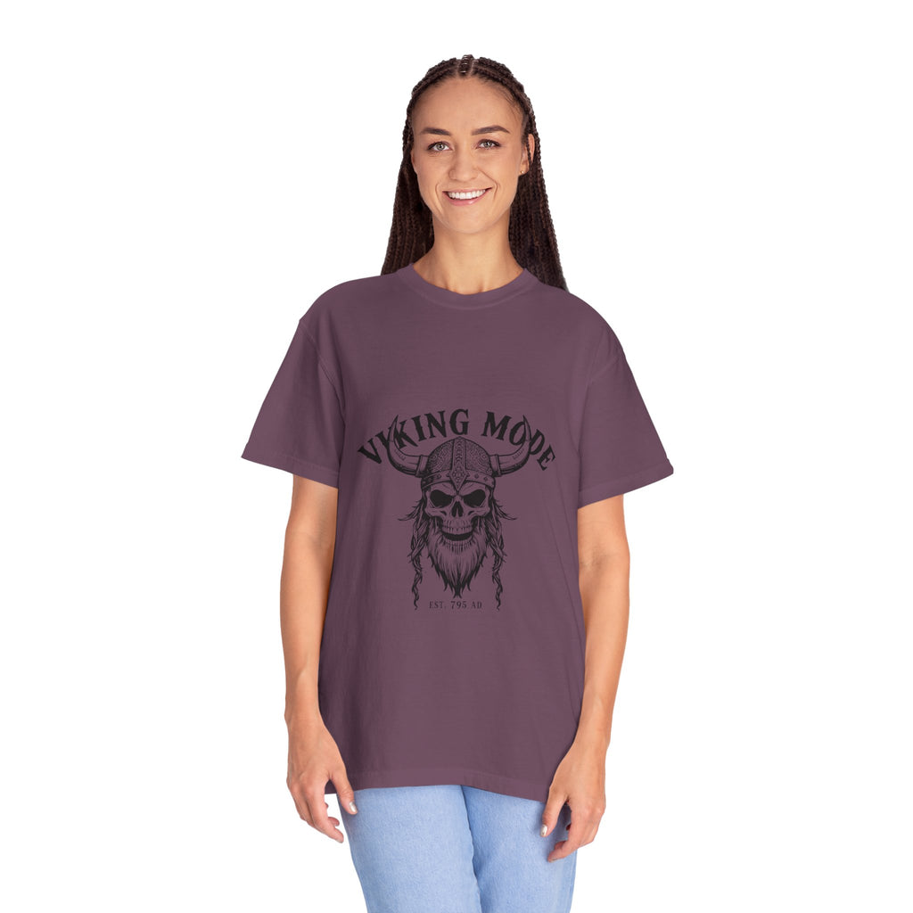 Viking Mode Skull Viking T-shirt | Norse Helmet Skull Graphic Tee