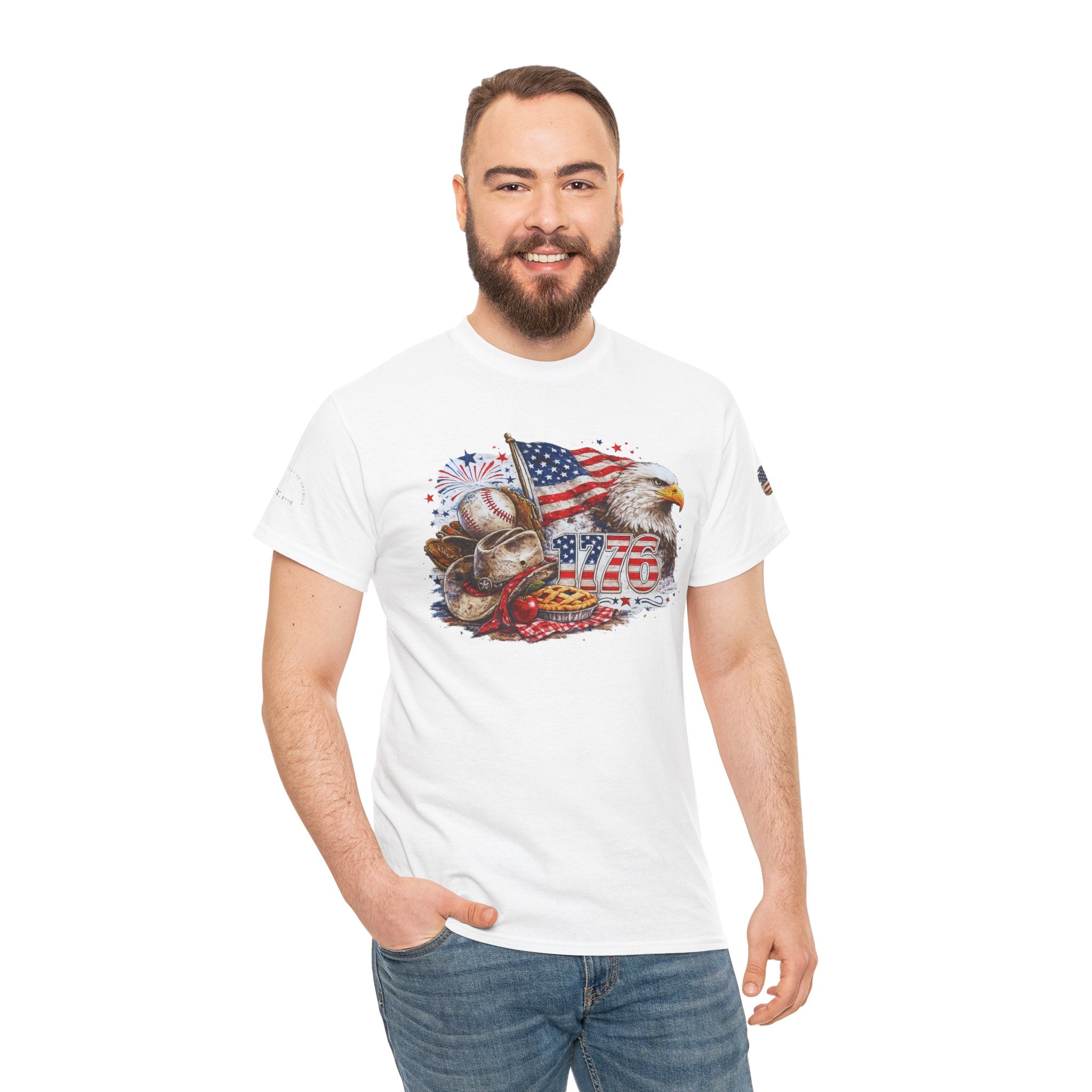 Patriotic Eagle American Flag T-Shirt — USA 1776 Military Tribute Tee