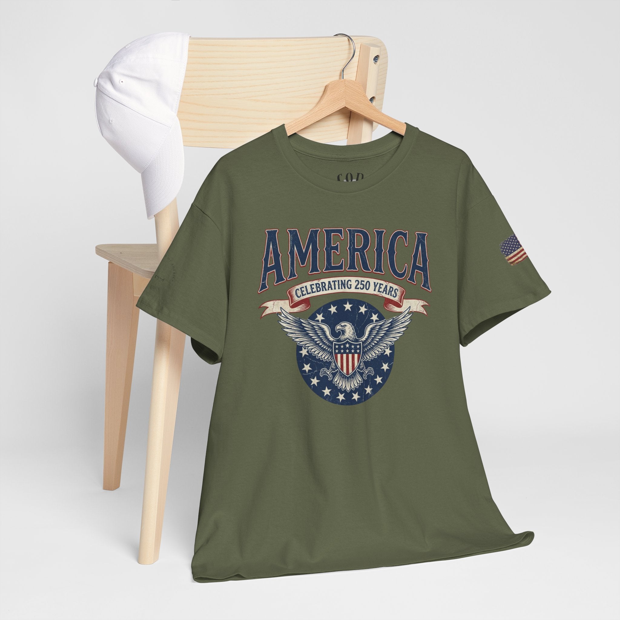 America Patriotic T‑Shirt – "America Celebrating 250 Years" Eagle Emblem