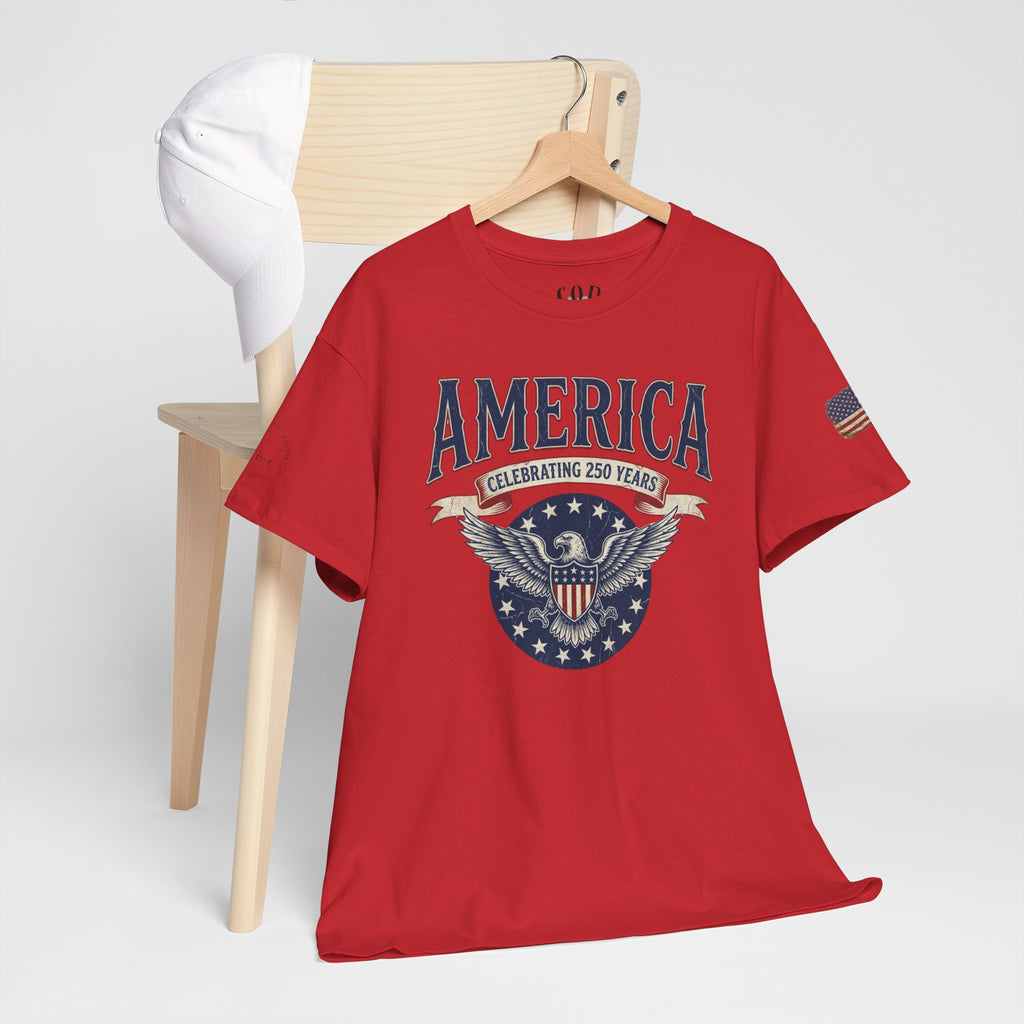 America Patriotic T‑Shirt – "America Celebrating 250 Years" Eagle Emblem