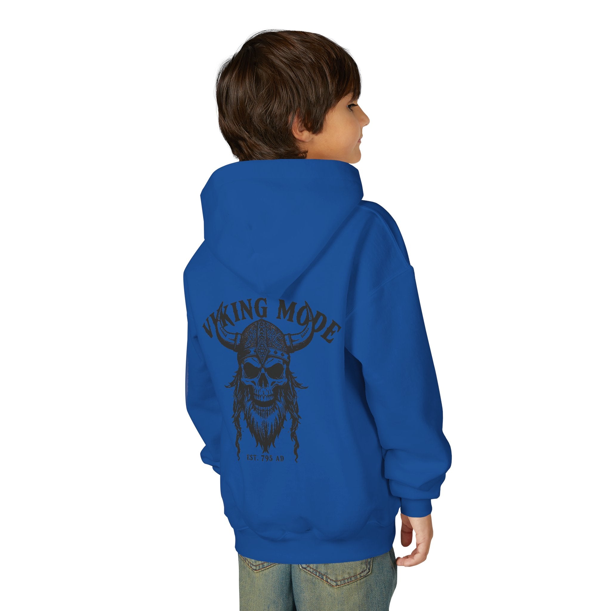 Viking Mode Skull with Horned Helmet Hoodie | Youth Hoodie