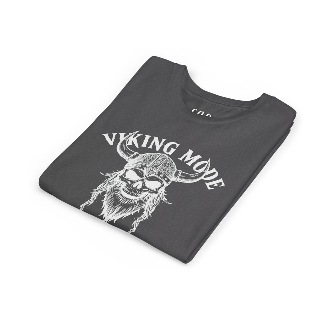 Viking Mode Youth T‑Shirt — Skull Horned Helmet Graphic Tee for Kids