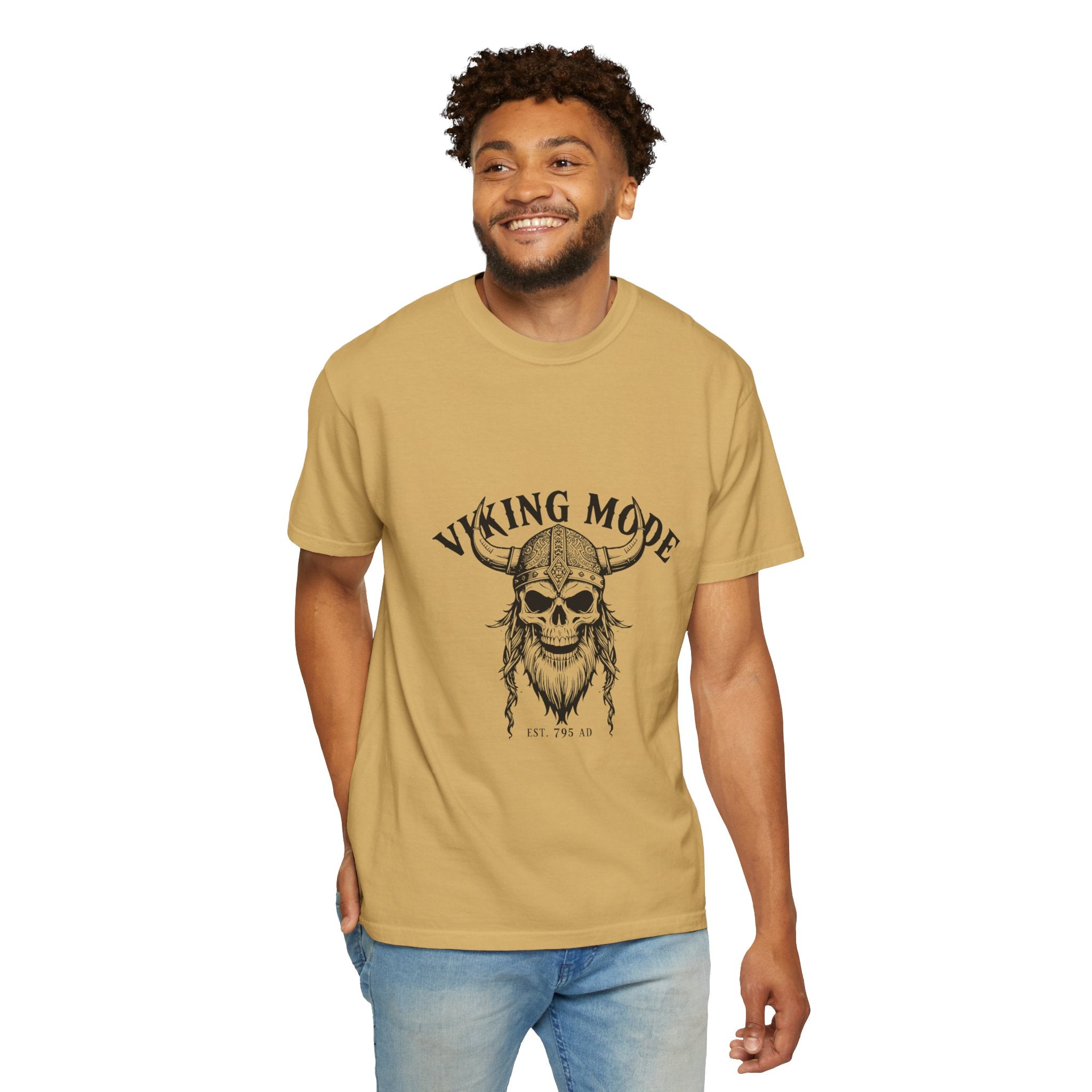 Viking Mode Skull Viking T-shirt | Norse Helmet Skull Graphic Tee