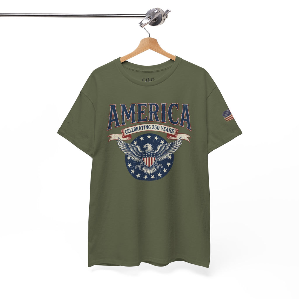 America Patriotic T‑Shirt – "America Celebrating 250 Years" Eagle Emblem