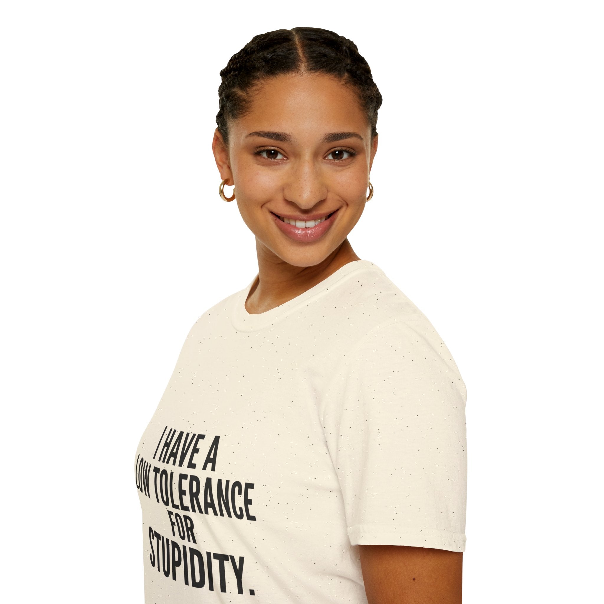Graphic T-Shirt — "I Have a Low Tolerance for Stupidity" Bold Statement Tee
