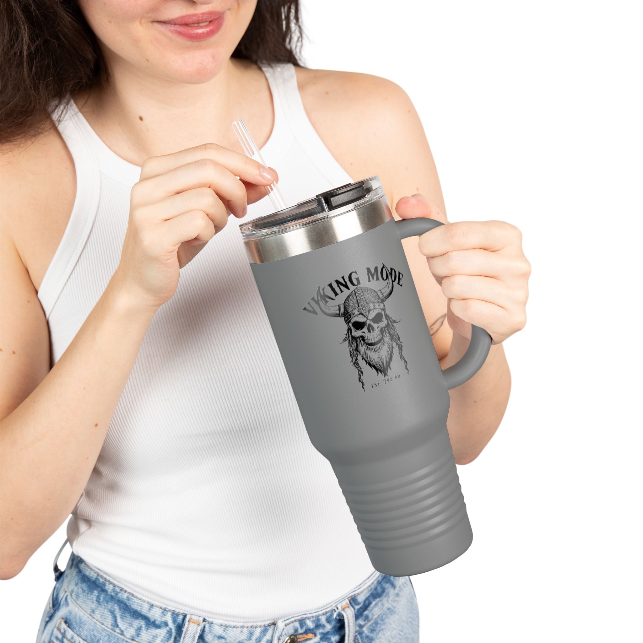 Viking Mode Skull helmet travel mug | 40oz insulated travel mug
