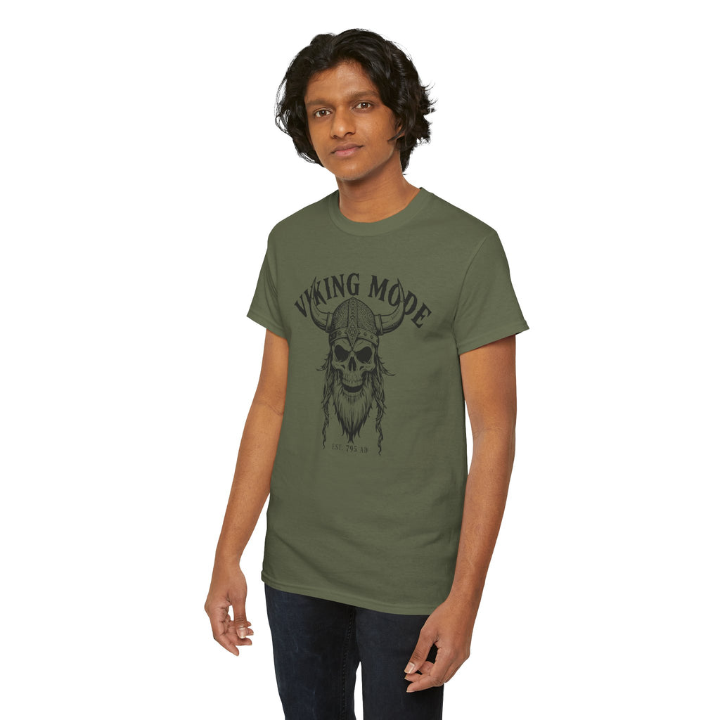 Viking Mode Skull Viking T-shirt | Norse Helmet Skull Graphic Tee