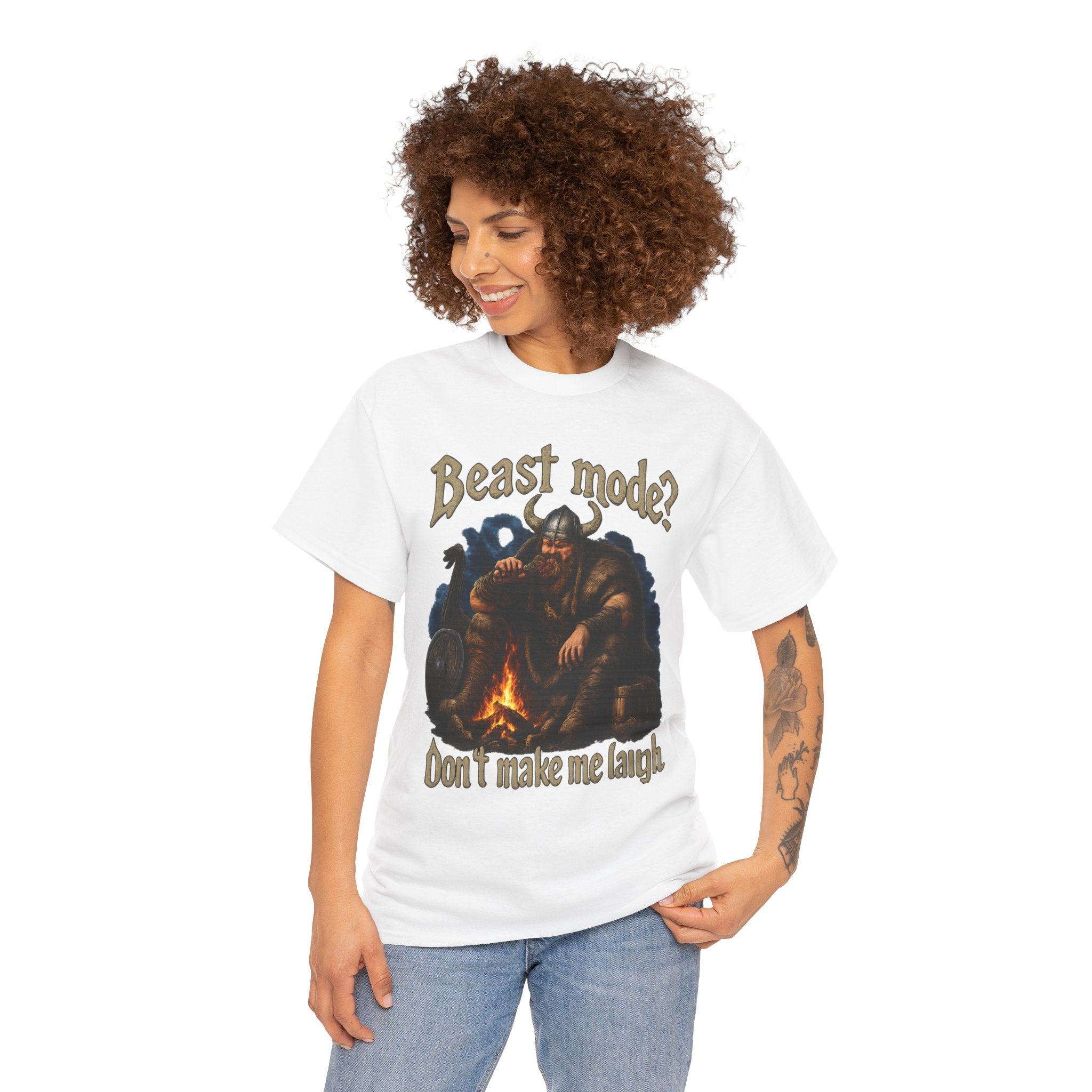 Viking Campfire T-Shirt — "Beast mode? Don’t make me laugh" Graphic Tee