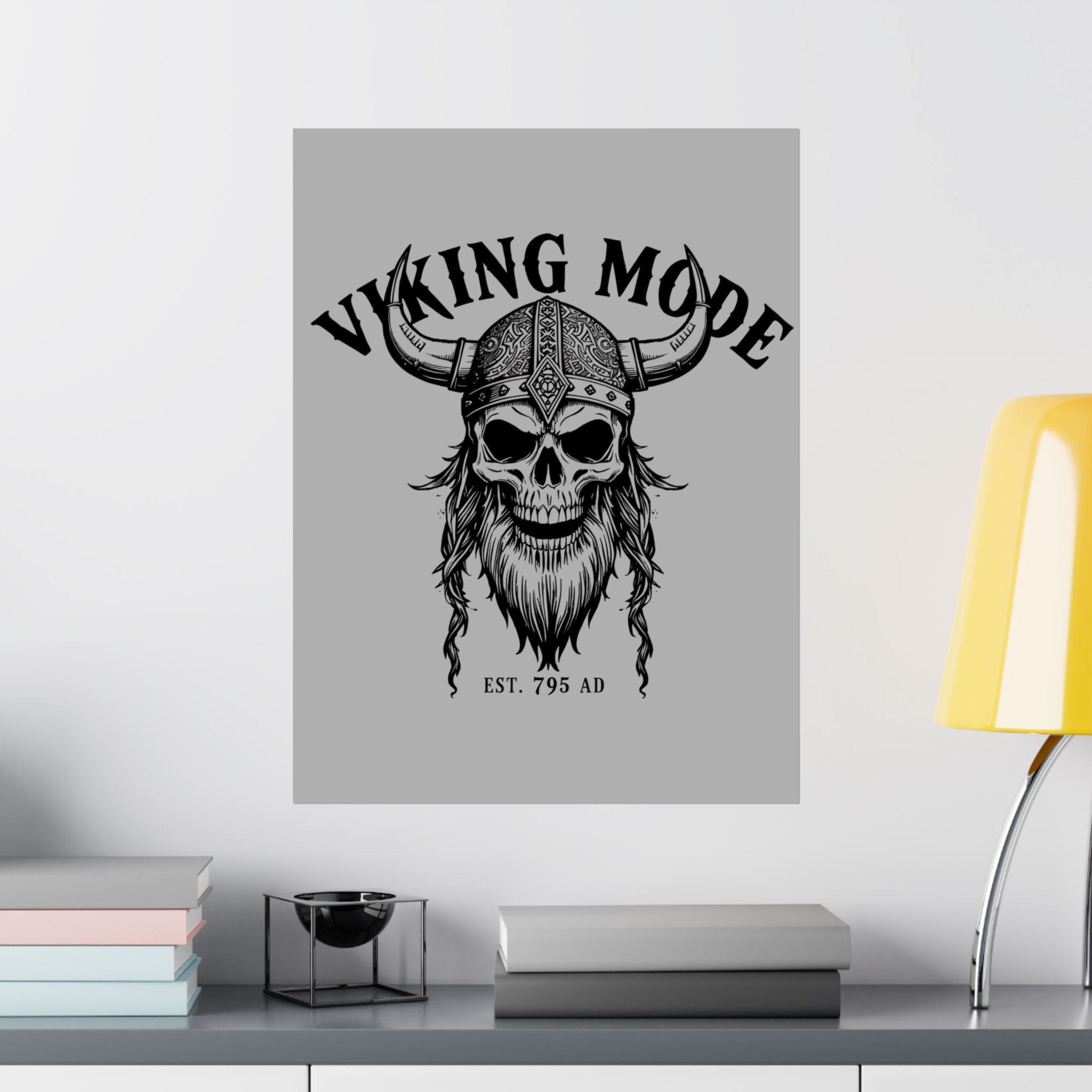 Viking Mode Skull Poster | Matte Vertical Poster