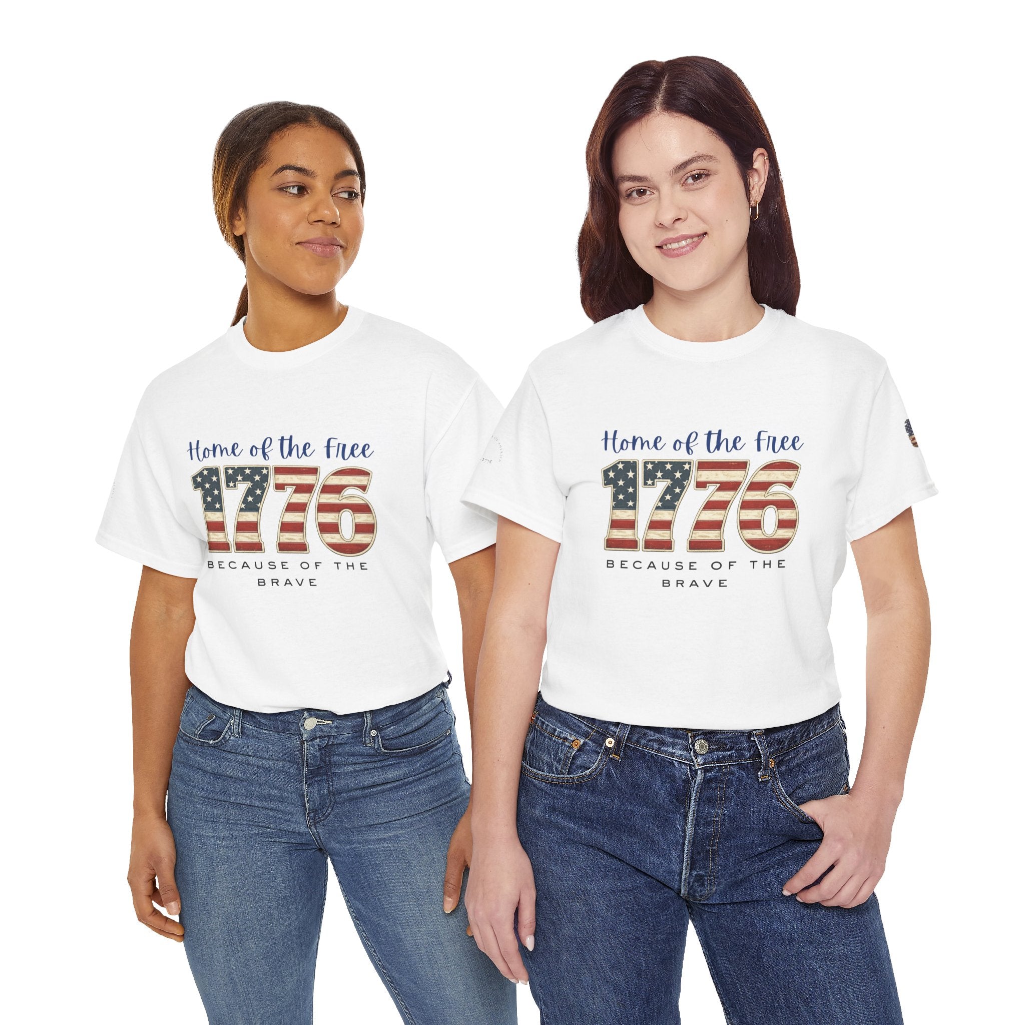 1776 American Flag Tee — "Home of the Free, Because of the Brave" Patriotic T-Shirt