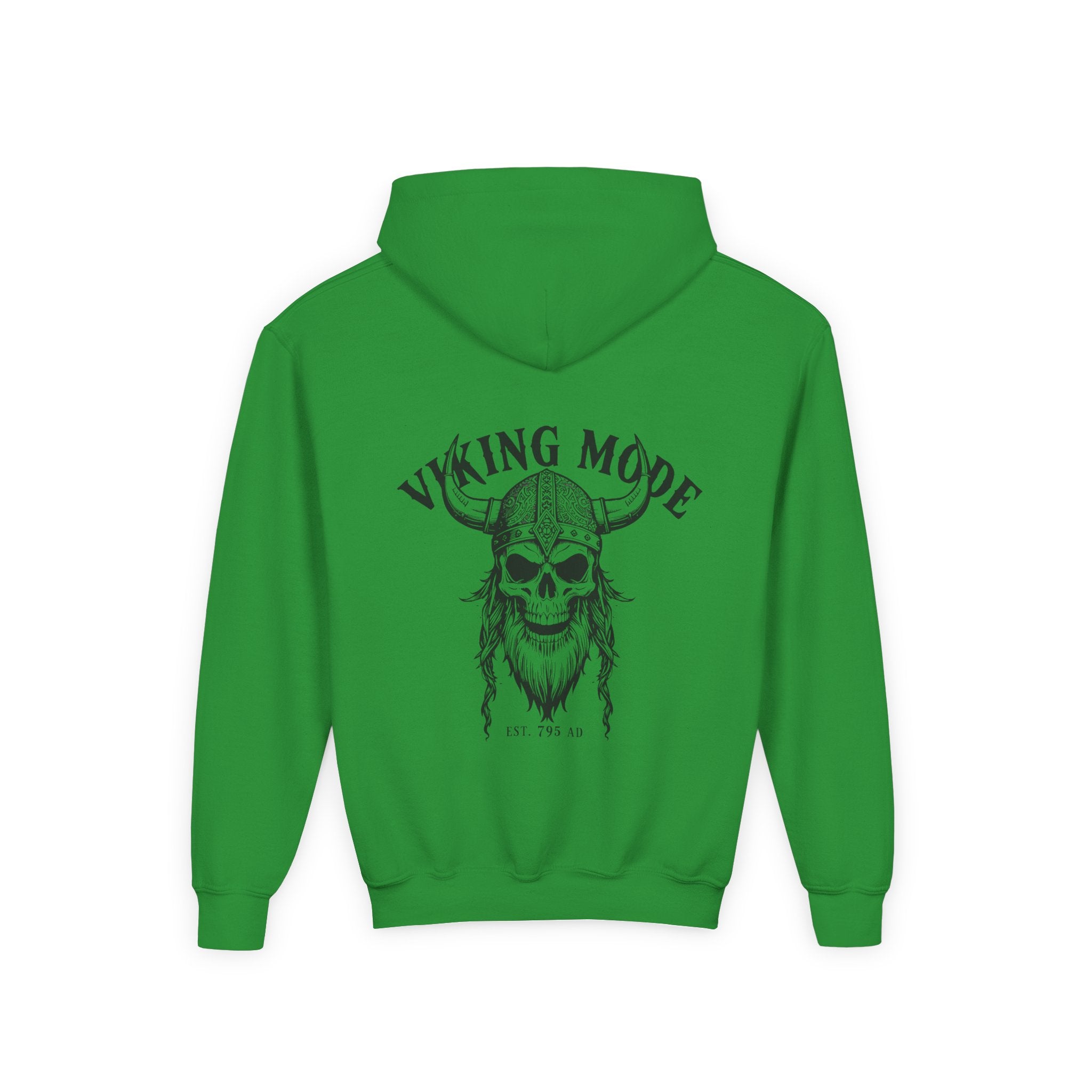 Viking Mode Skull with Horned Helmet Hoodie | Youth Hoodie