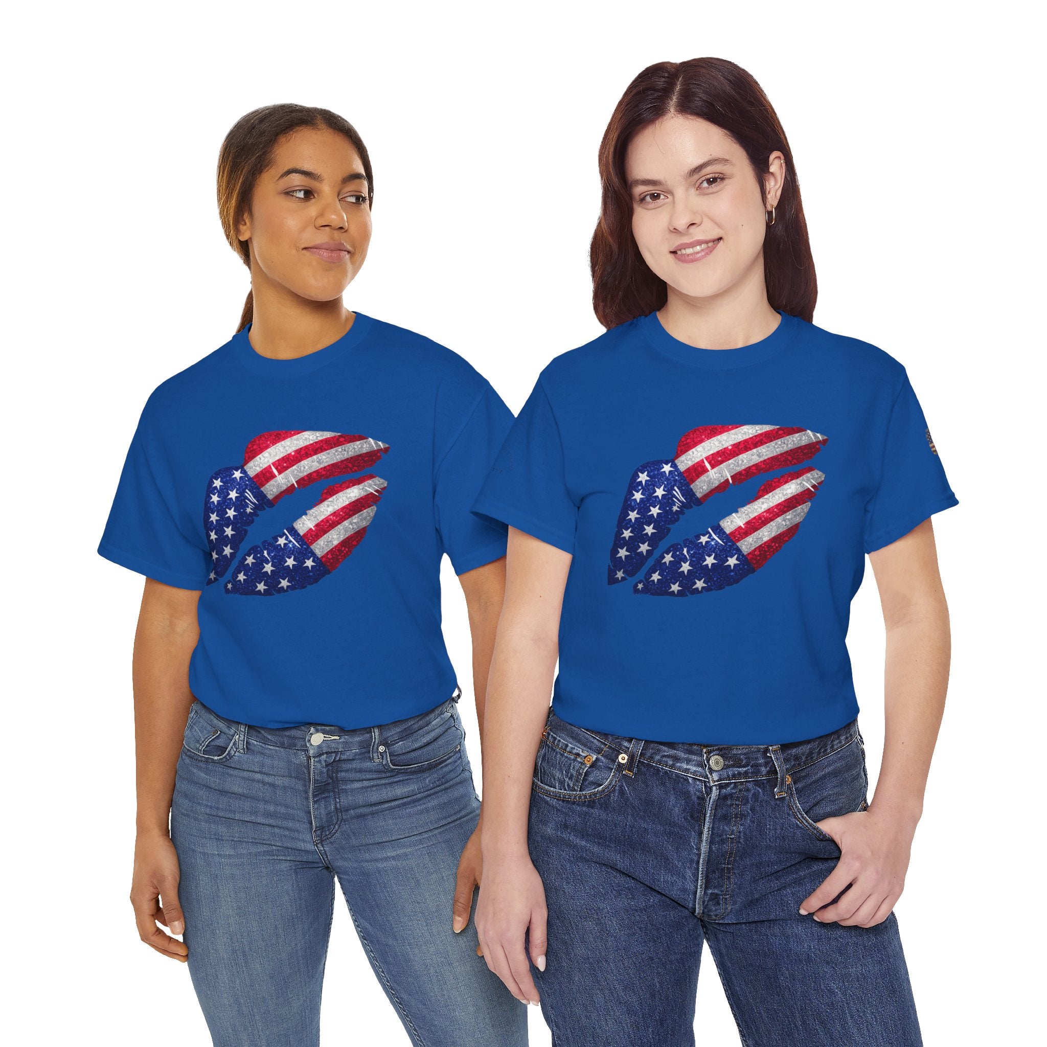 American Flag Kiss T‑Shirt – Patriotic USA Lip Print Tee for 4th of July