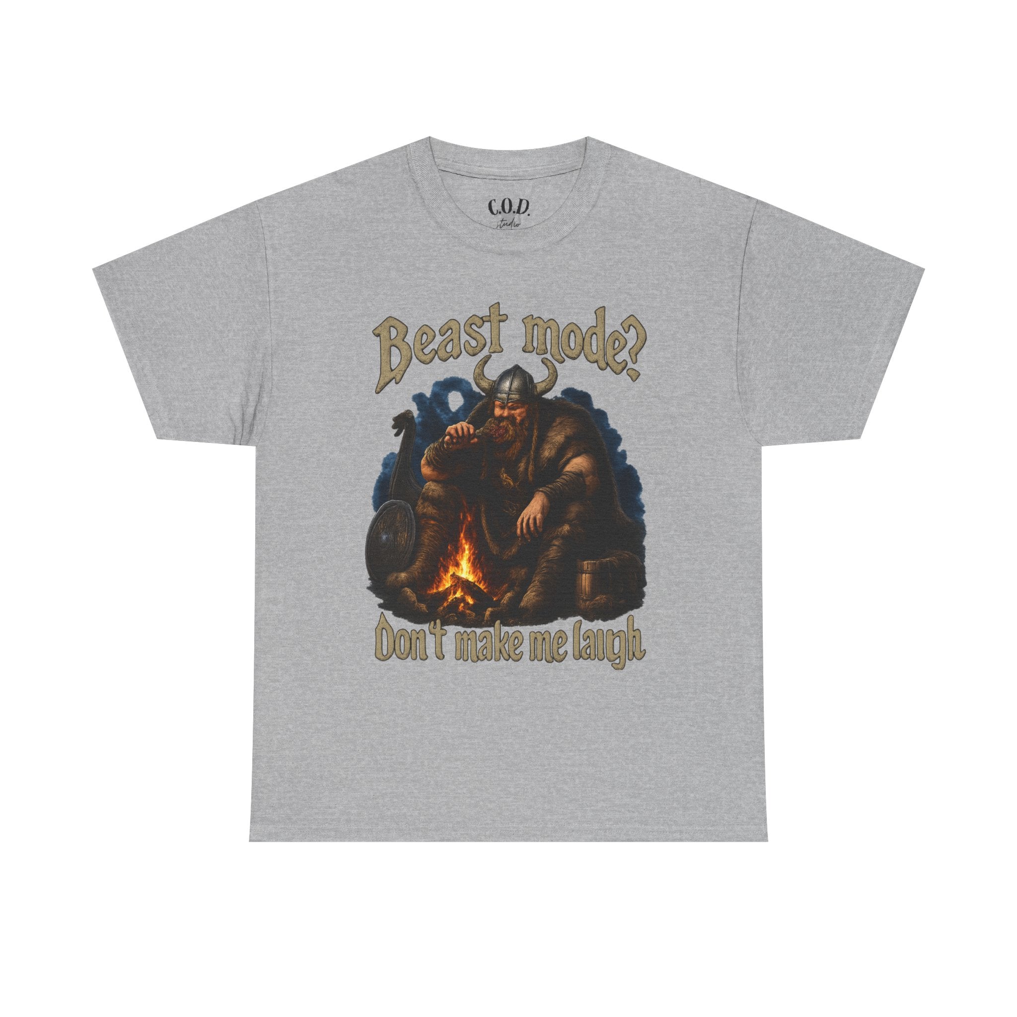 Viking Campfire T-Shirt — "Beast mode? Don’t make me laugh" Graphic Tee