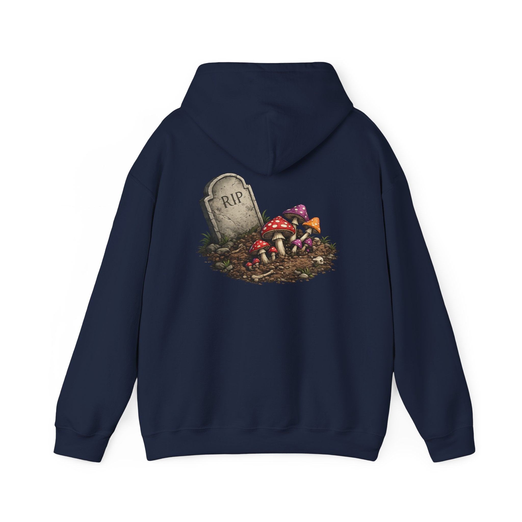 Mushroom Skull Hoodie — Gothic Mushroom Graveyard RIP Pullover