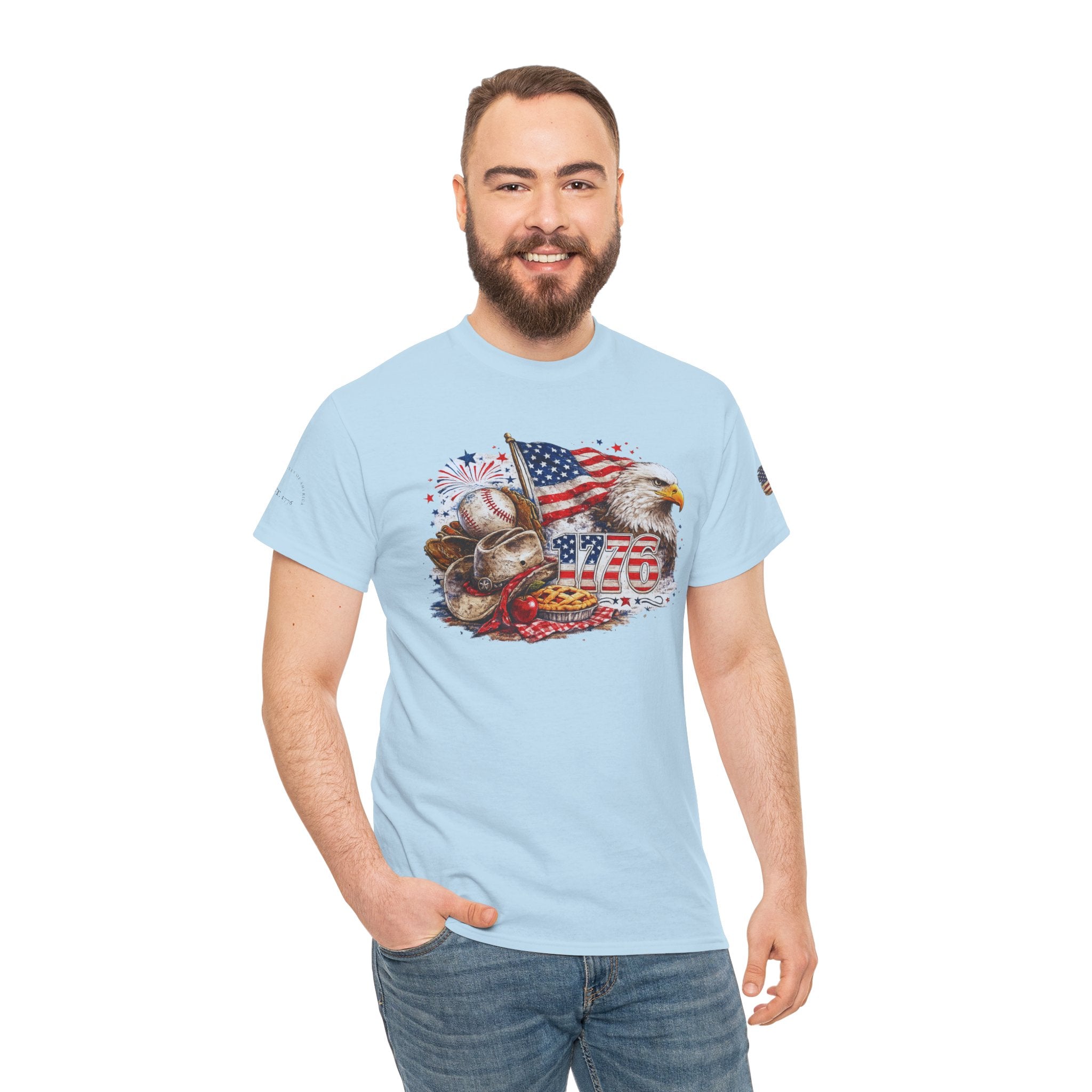 Patriotic Eagle American Flag T-Shirt — USA 1776 Military Tribute Tee