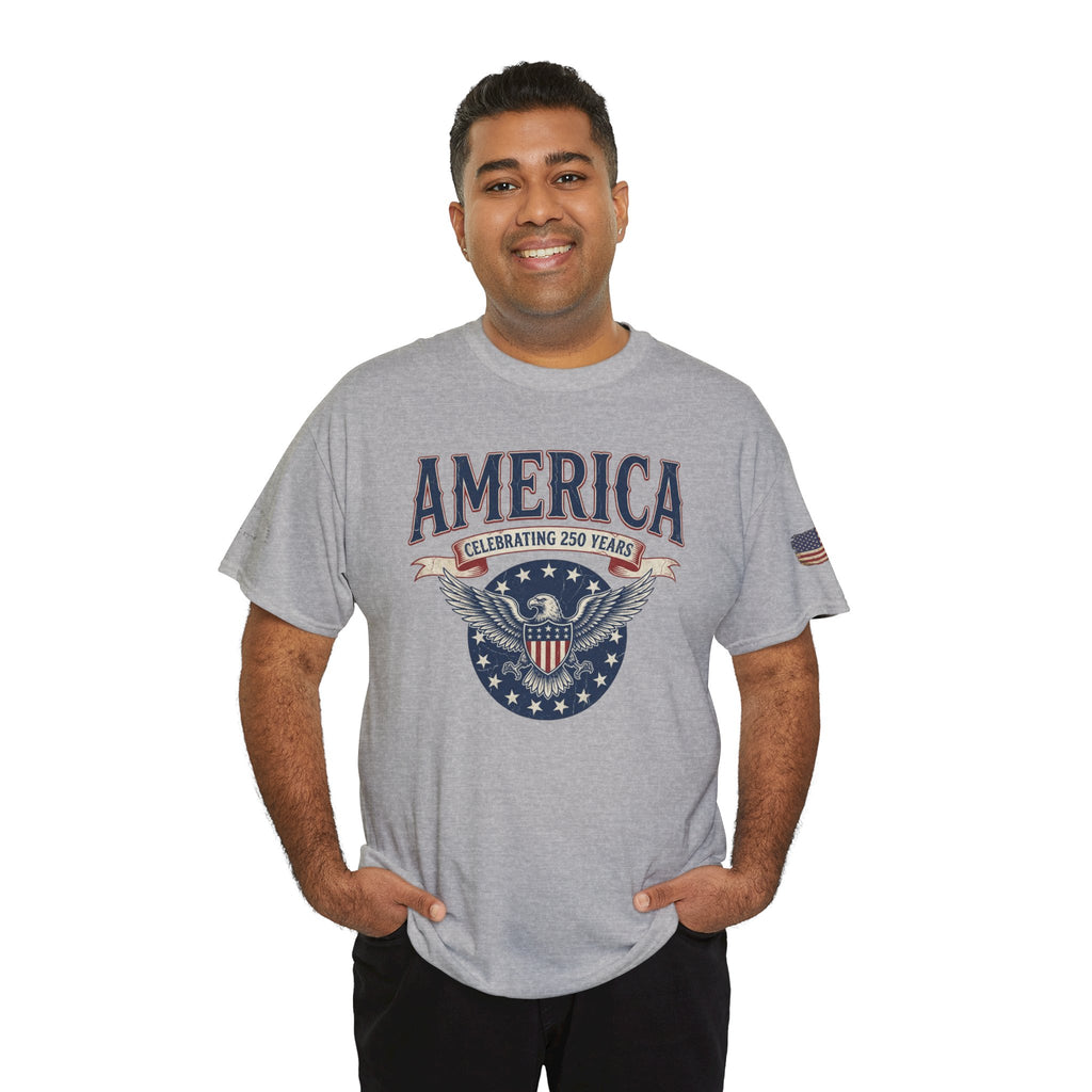 America Patriotic T‑Shirt – "America Celebrating 250 Years" Eagle Emblem