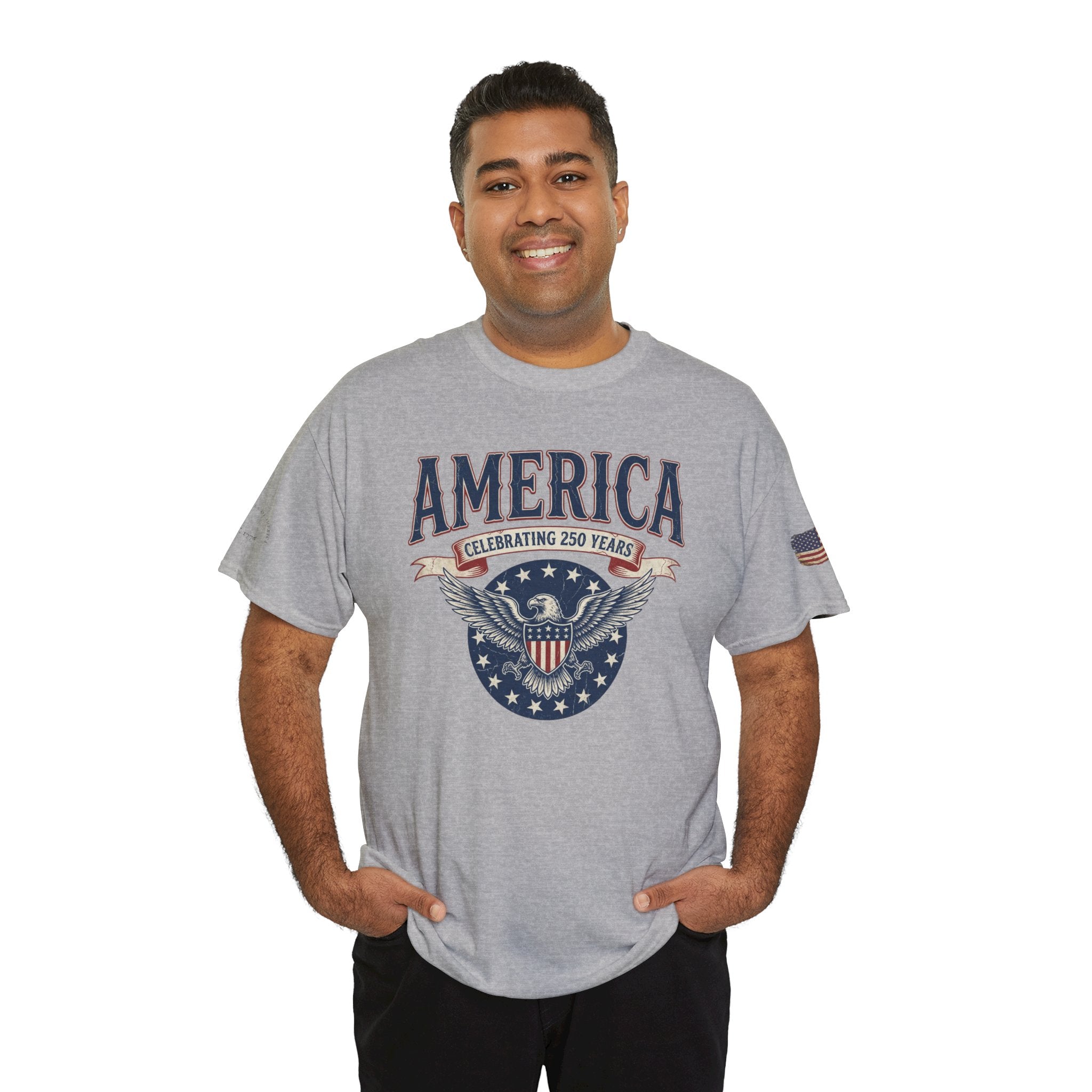America Patriotic T‑Shirt – "America Celebrating 250 Years" Eagle Emblem
